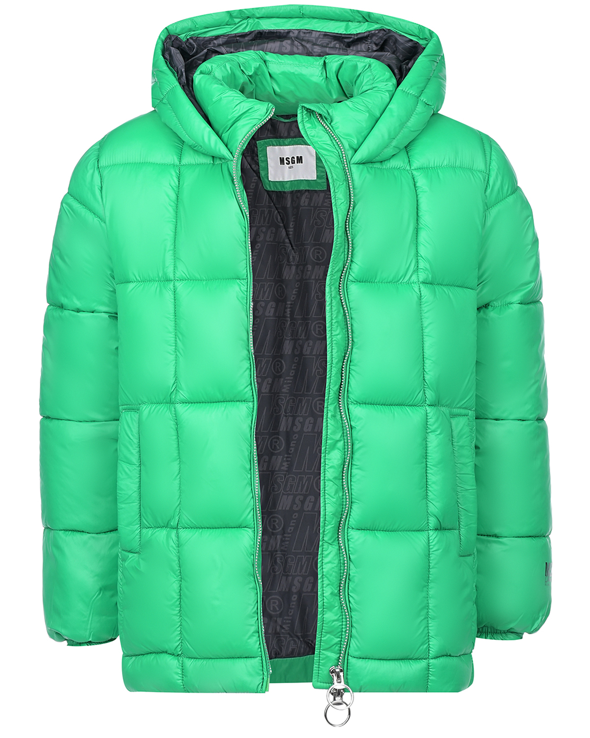 Зеленое стеганое пальто с капюшоном MSGM детское, размер 128, цвет зеленый - фото 3