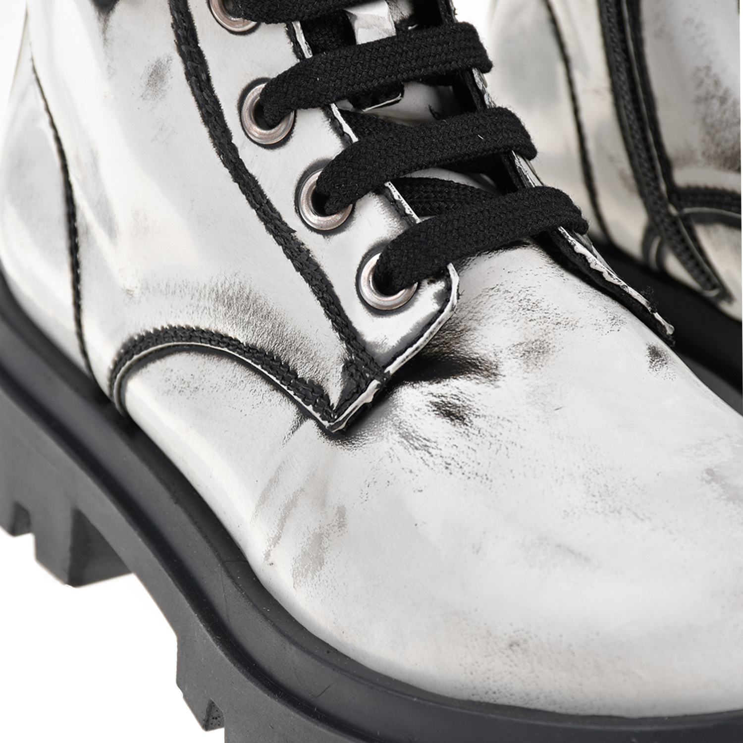 Белые ботинки с винтажным эффектом MM6 Maison Margiela детские, размер 33, цвет белый - фото 6