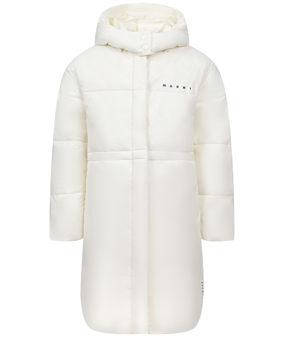 Белая удлиненная куртка с капюшоном MARNI детская, размер 140, цвет белый - фото 1
