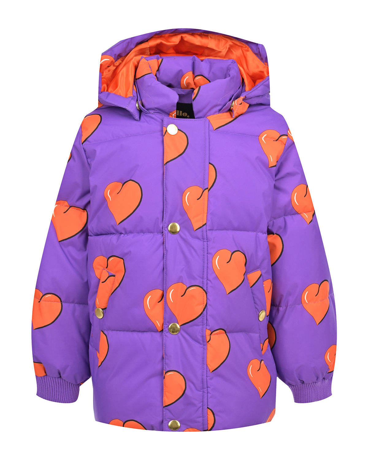 Фиолетовая куртка с принтом "сердца" Mini Rodini детская, размер 104, цвет мультиколор - фото 1