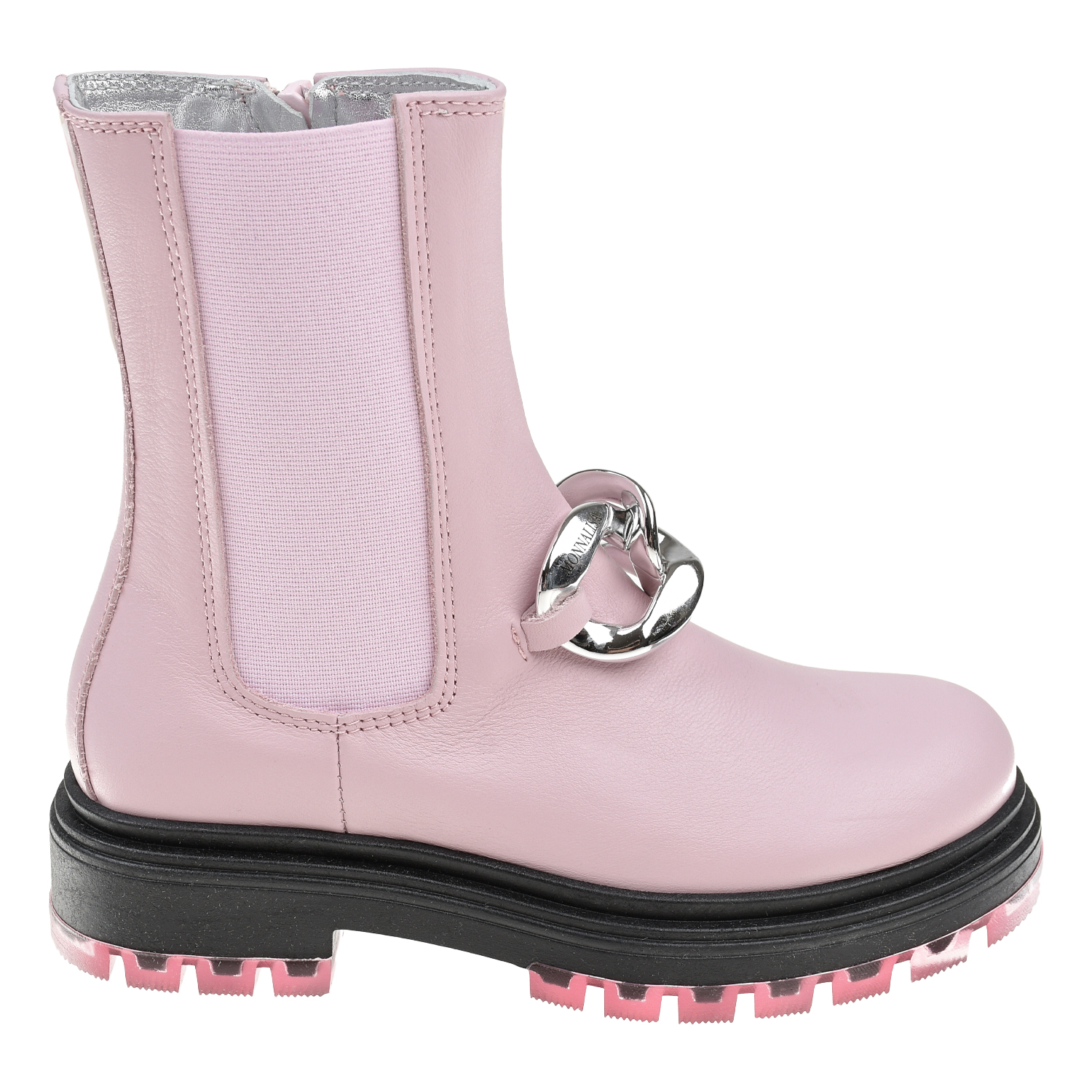 Розовые ботинки с серебристой цепью Monnalisa детские, размер 29, цвет розовый - фото 2
