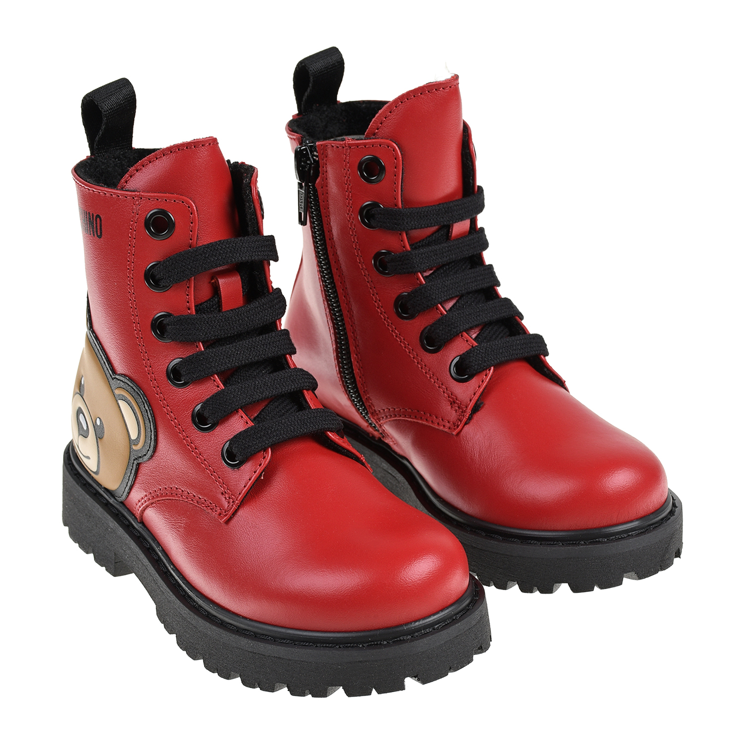 Красные ботинки с флисовой подкладкой Moschino детские, размер 27, цвет красный