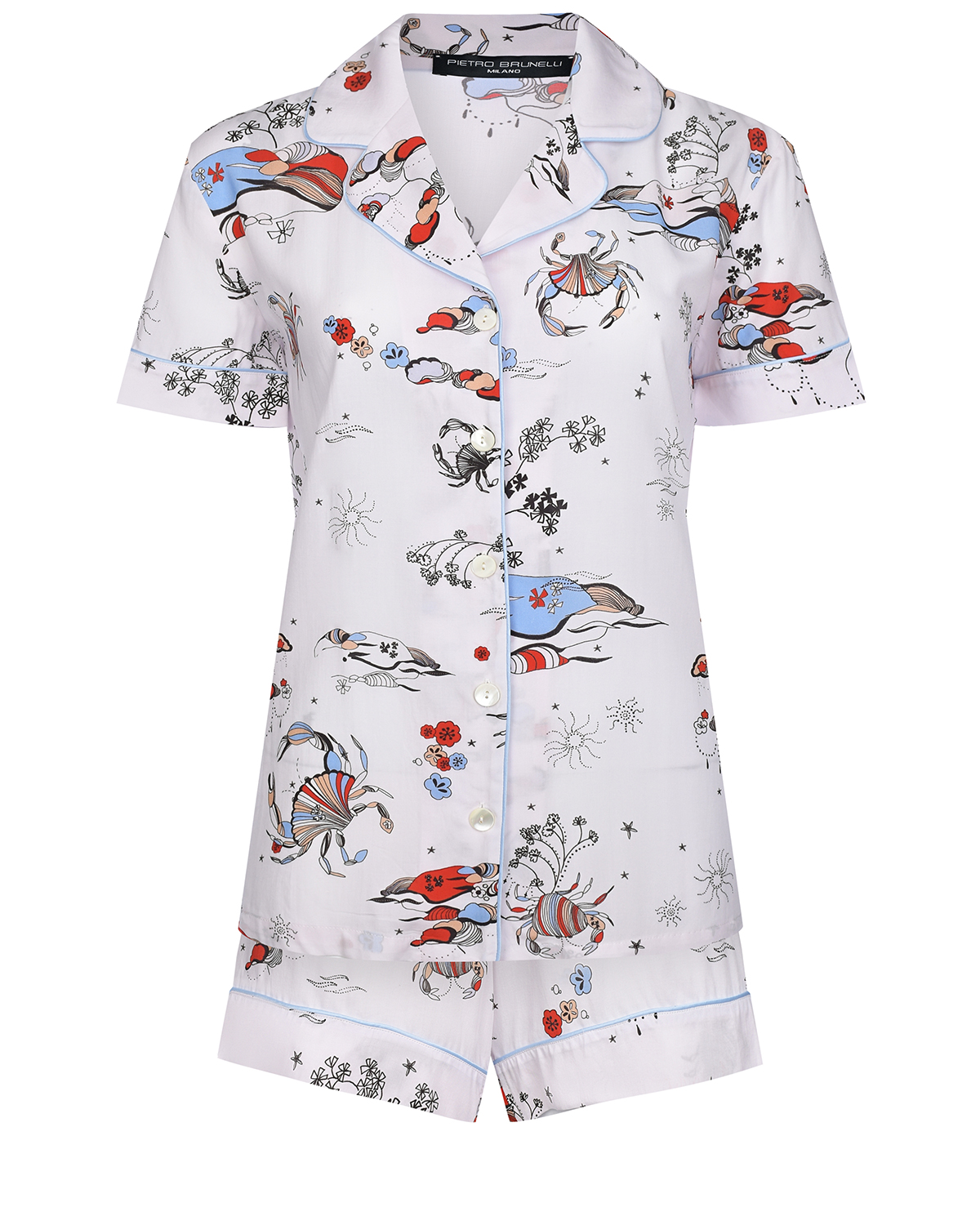 Комплект: рубашка и шорты, принт "крабы" Pietro Brunelli, размер 40, цвет мультиколор - фото 1