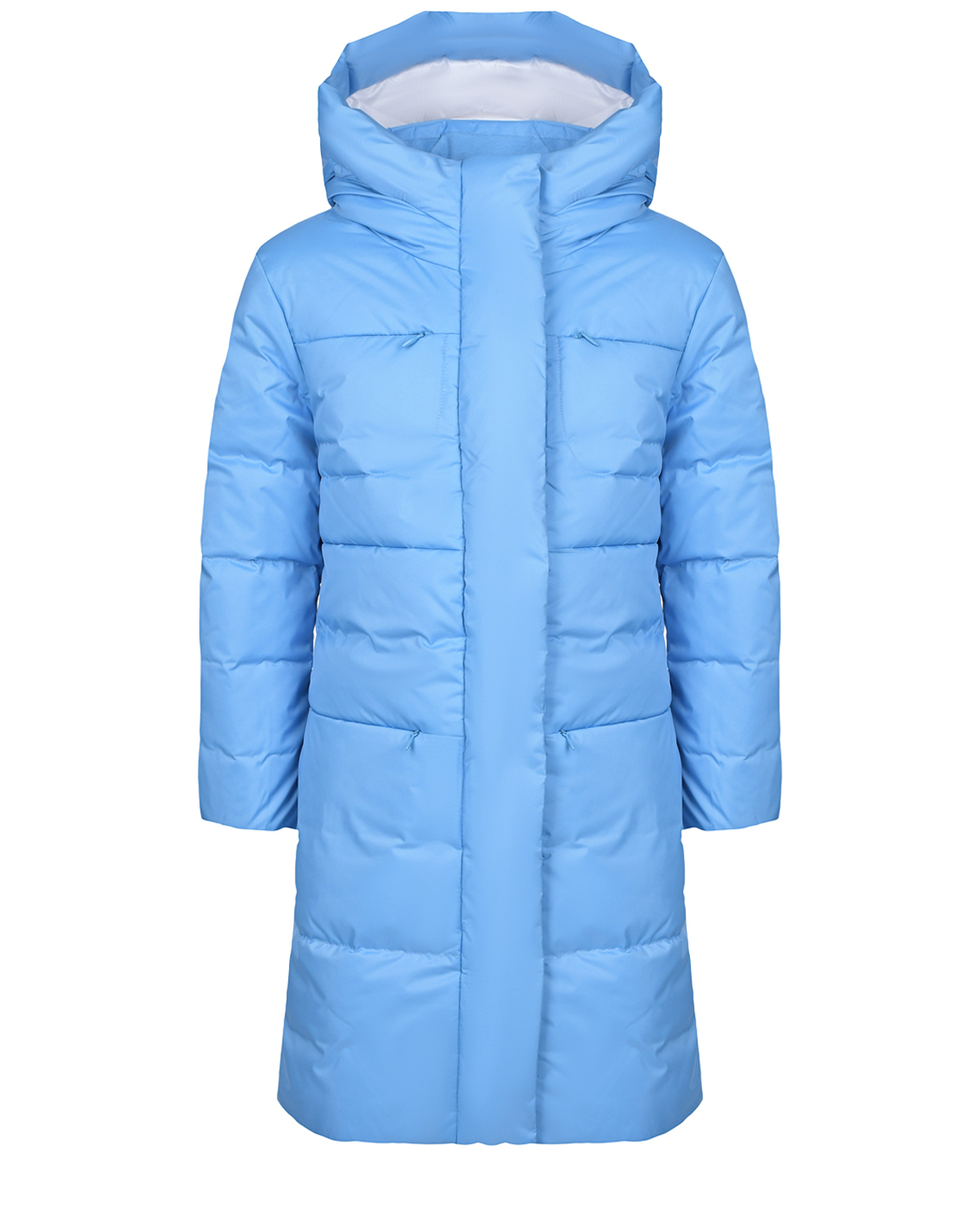 Голубое стеганое пальто-пуховик Poivre Blanc детское, размер 128, цвет голубой - фото 1