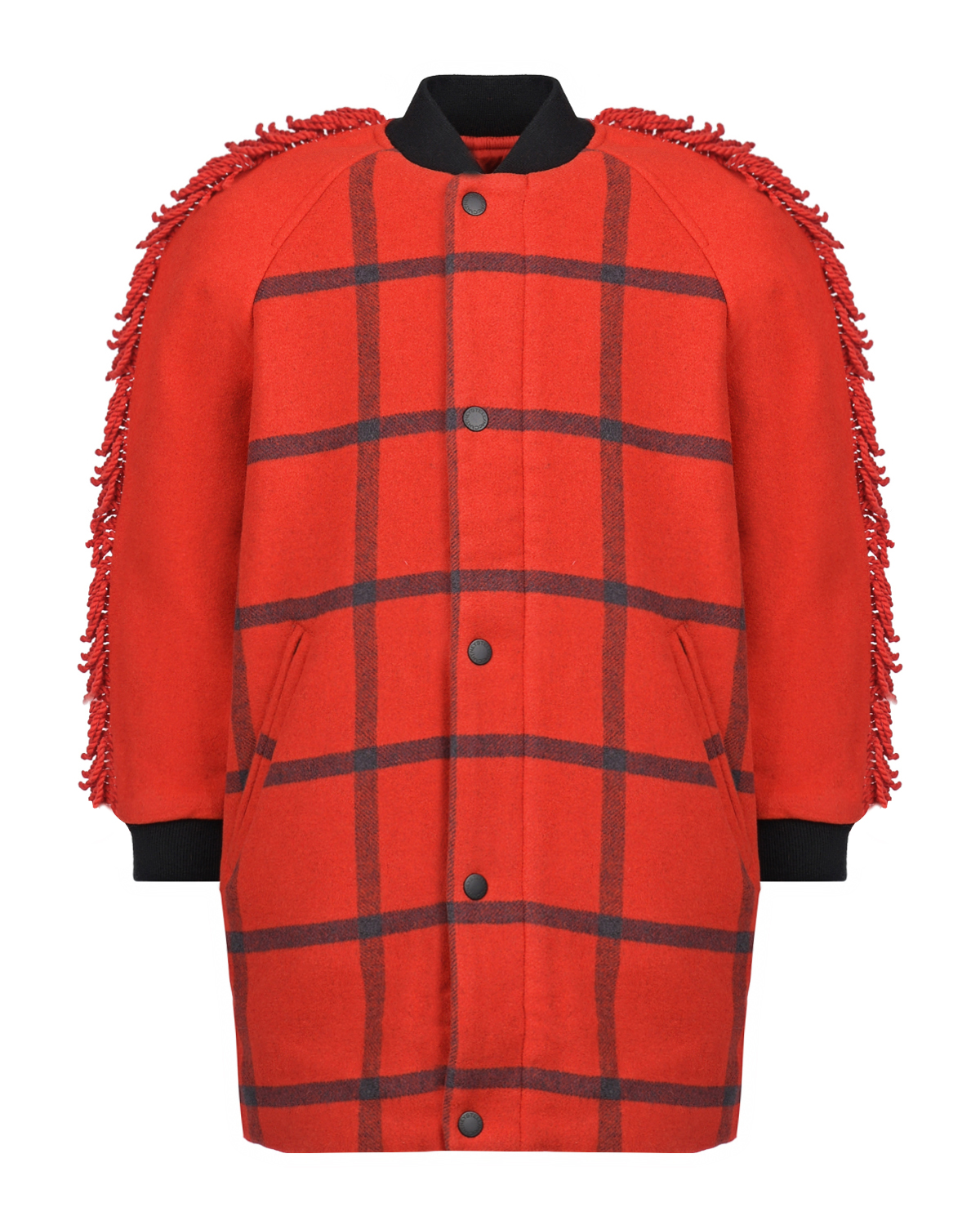 Красное пальто в черную клетку Stella McCartney детское, размер 116, цвет мультиколор - фото 1