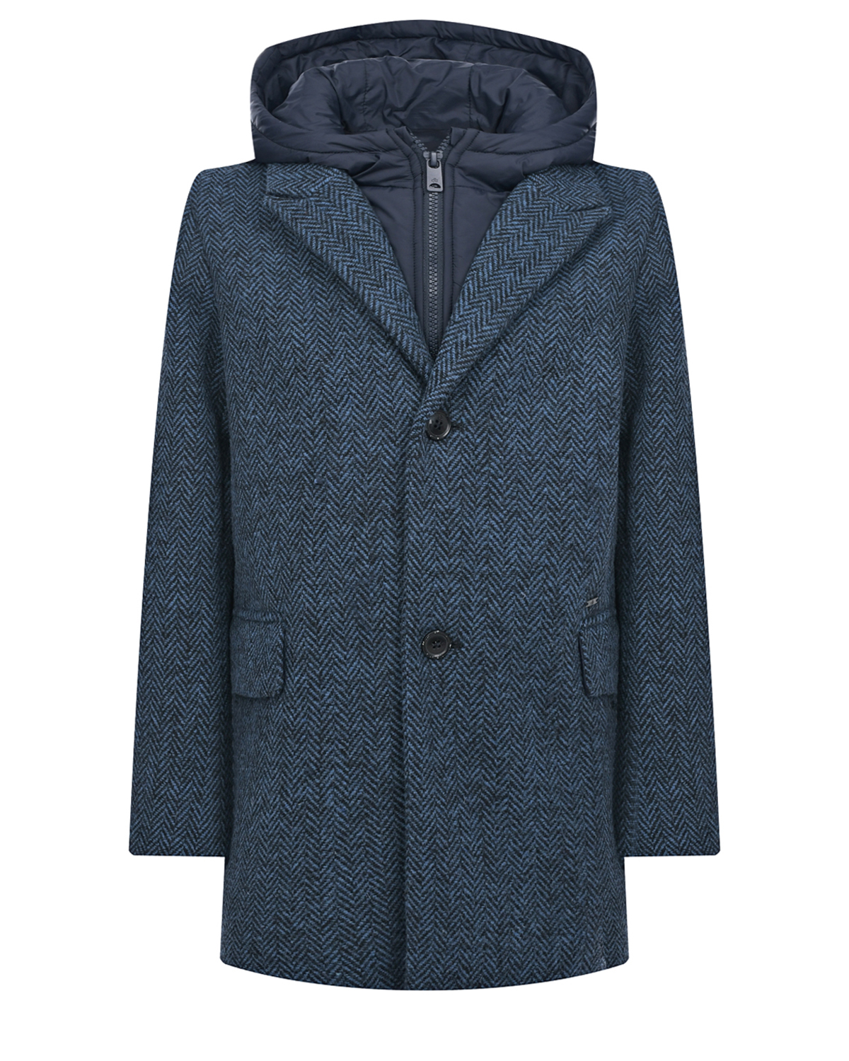 Синее пальто со съемным капюшоном Scotch&Soda детское, размер 128, цвет синий