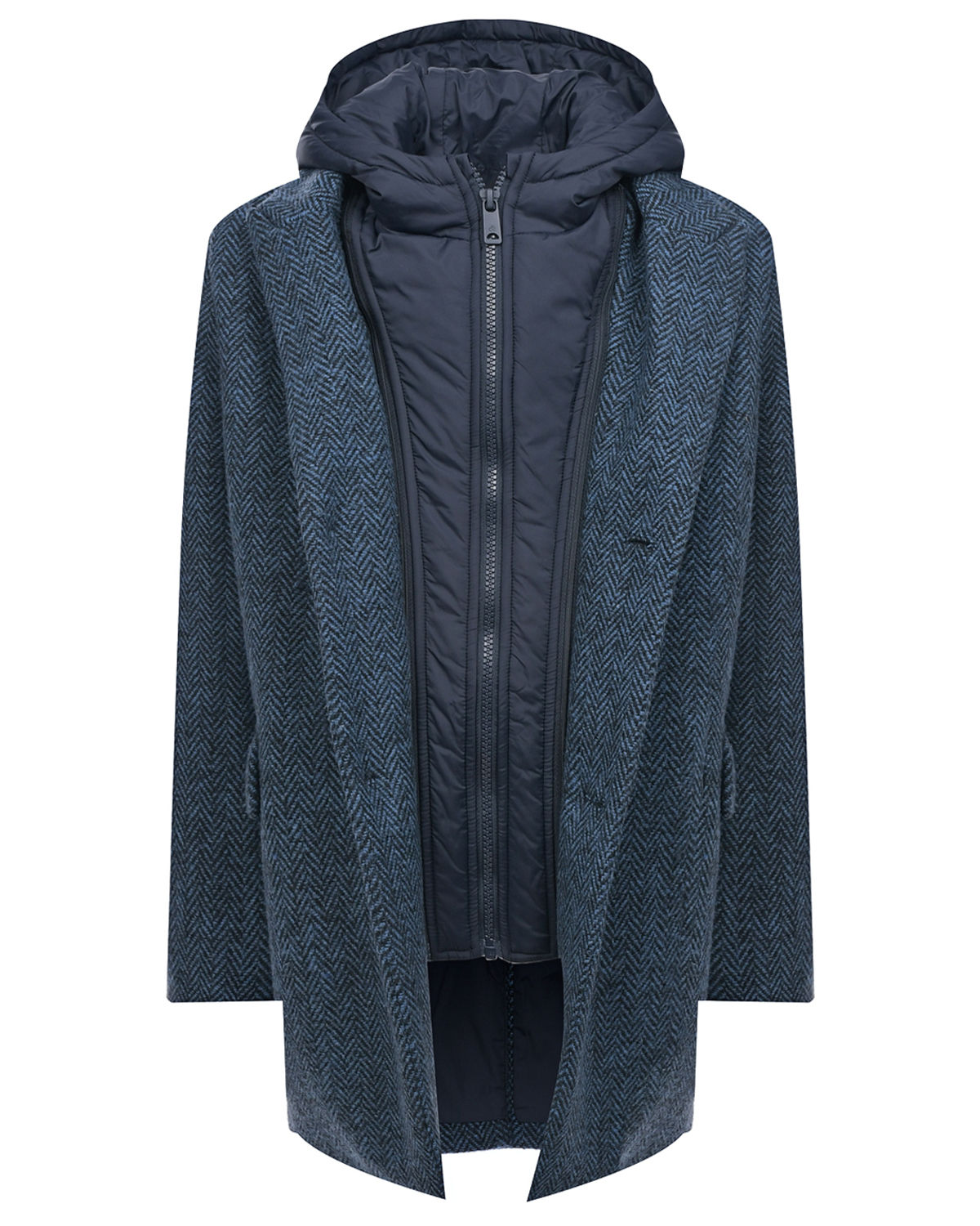 Синее пальто со съемным капюшоном Scotch&Soda детское, размер 128, цвет синий - фото 4
