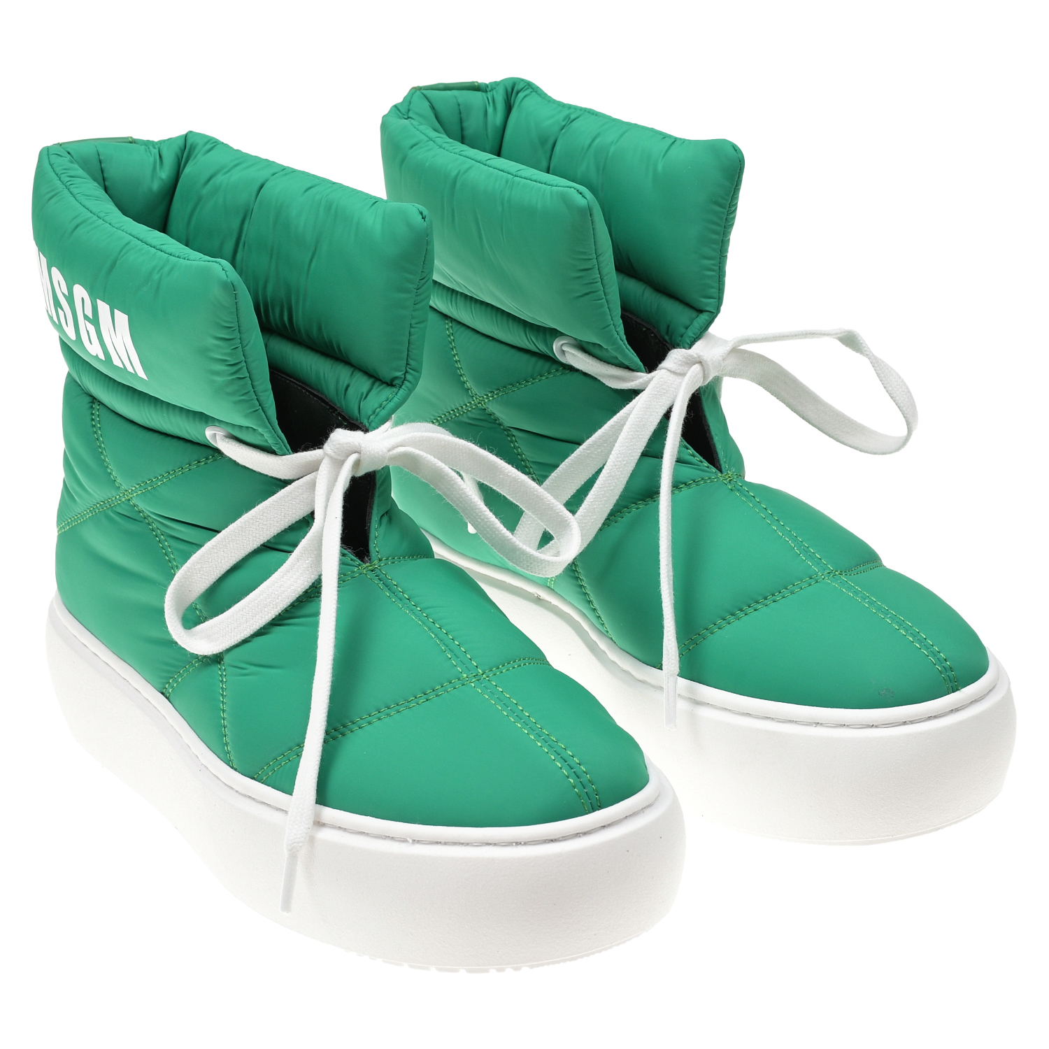 Зеленые дутые ботинки MSGM детские, размер 33, цвет зеленый