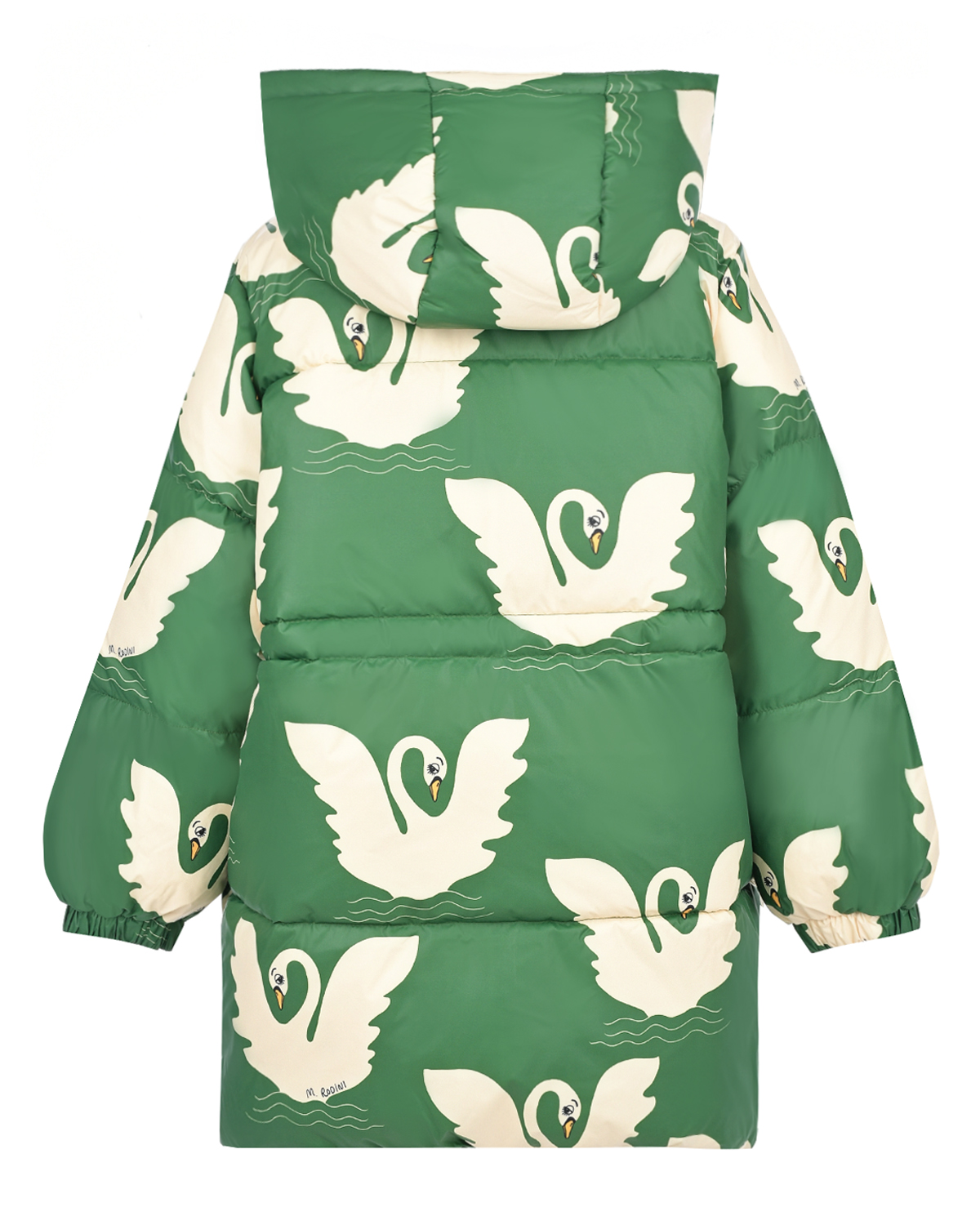 Зеленая куртка с принтом "лебеди" Mini Rodini детская, размер 116, цвет зеленый - фото 2