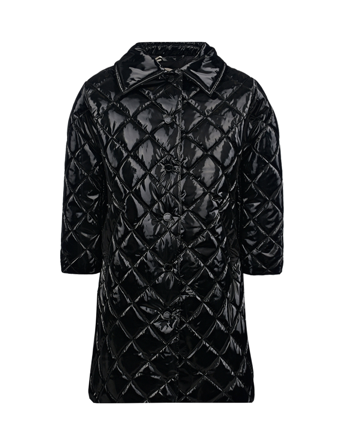 Черное глянцевое стеганое пальто TWINSET детское, размер 140, цвет черный - фото 1