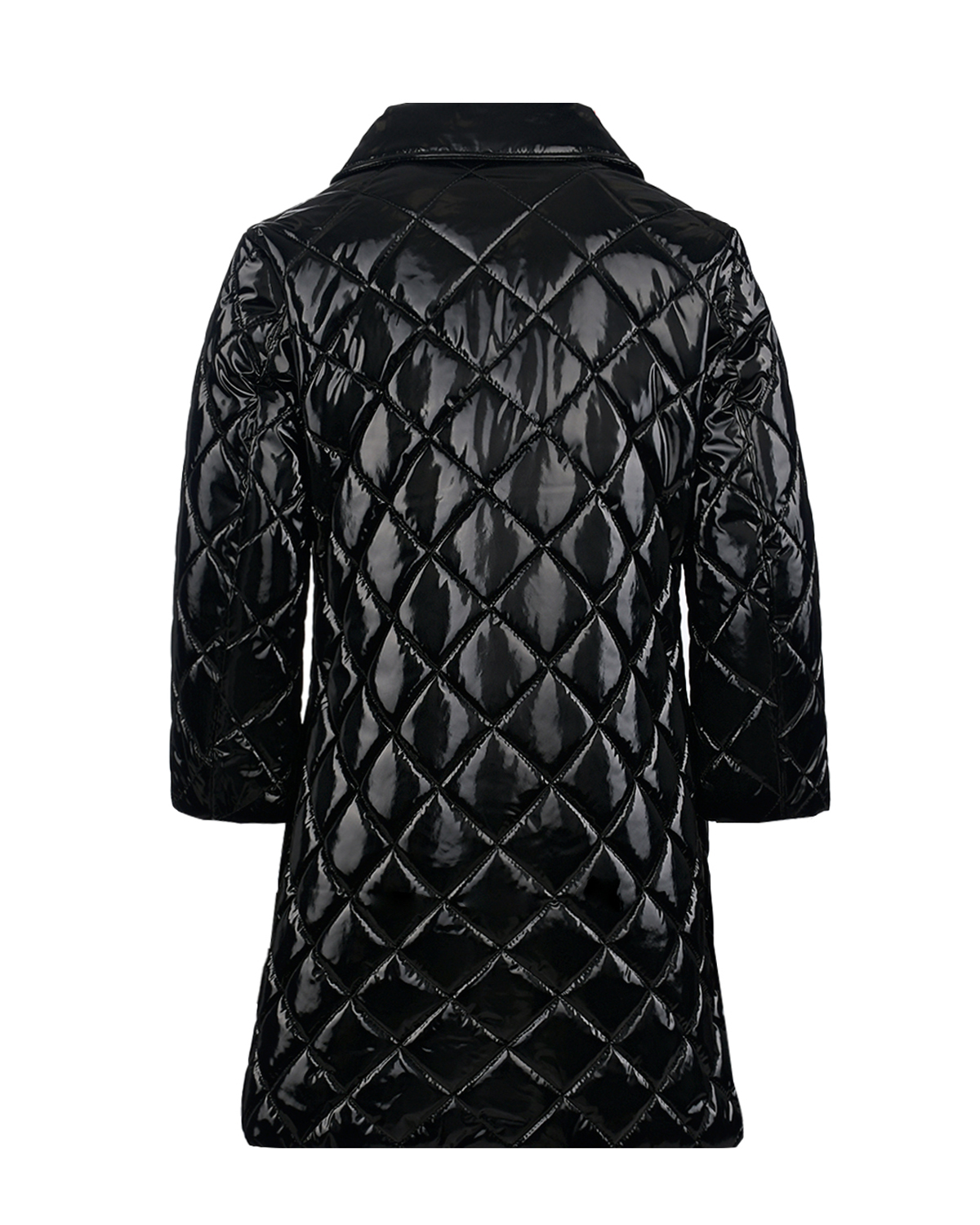 Черное глянцевое стеганое пальто TWINSET детское, размер 140, цвет черный - фото 3