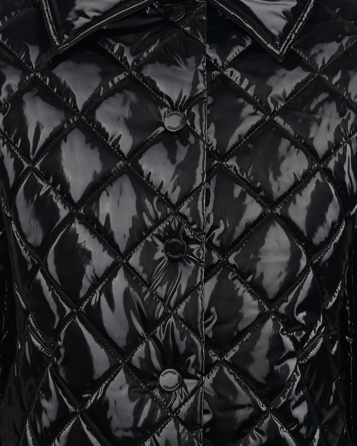 Черное глянцевое стеганое пальто TWINSET детское, размер 140, цвет черный - фото 5