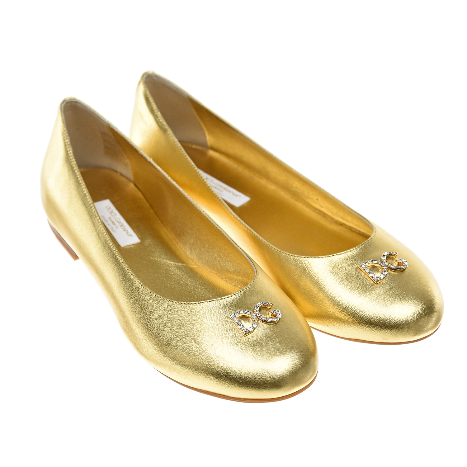 Золотистые балетки со стразами Dolce&Gabbana детские