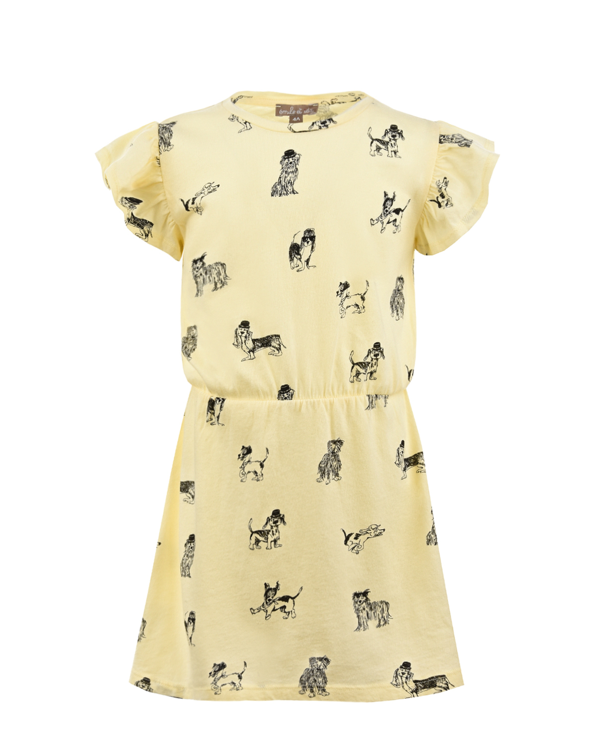 Хлопковое платье с принтом "Собачки" Emile et Ida детское, размер 92, цвет желтый - фото 1