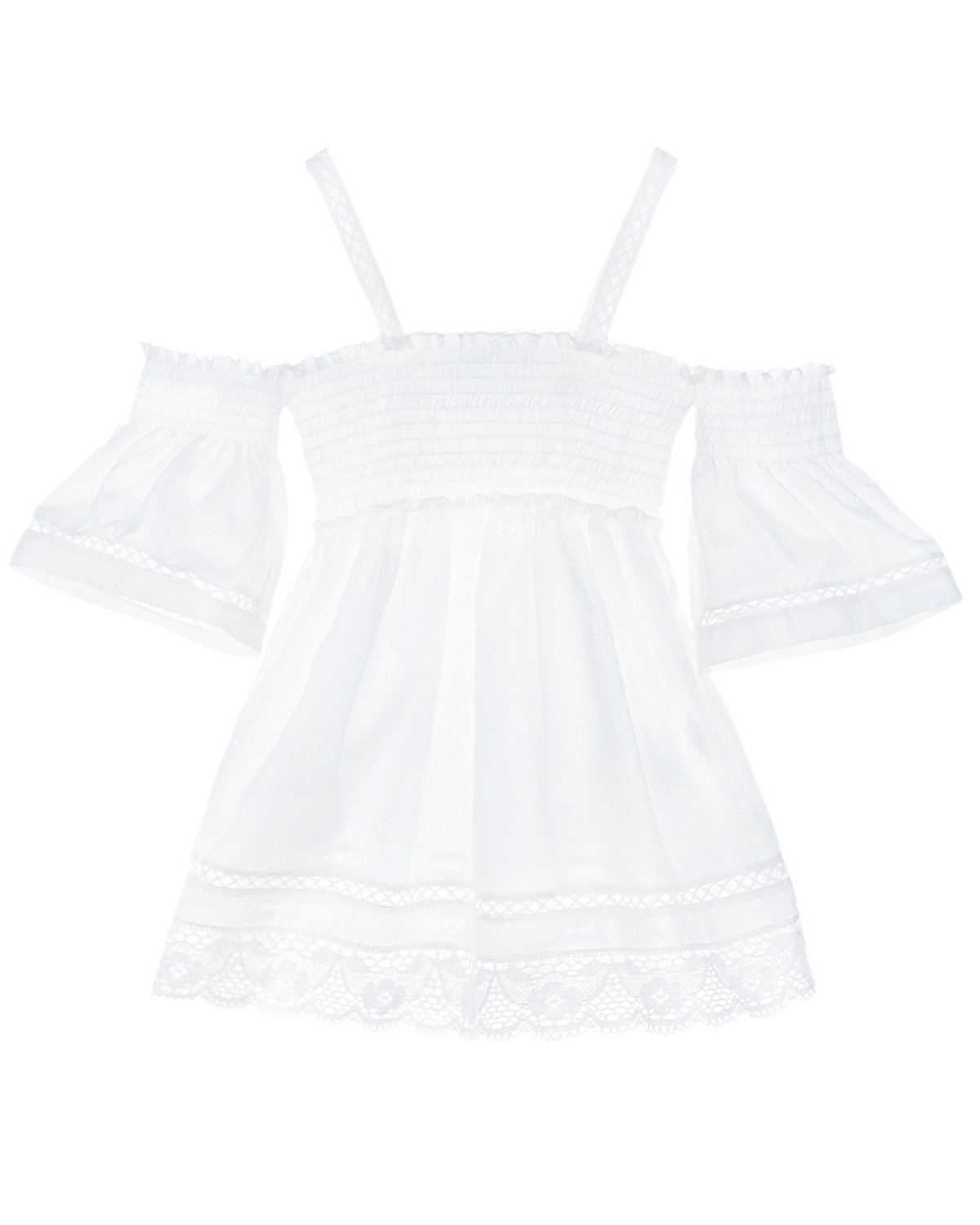 

Топ с открытыми плечами с рукавом "колокол" Ermanno Scervino, Белый, Топ с открытыми плечами с рукавом "колокол" Ermanno Scervino