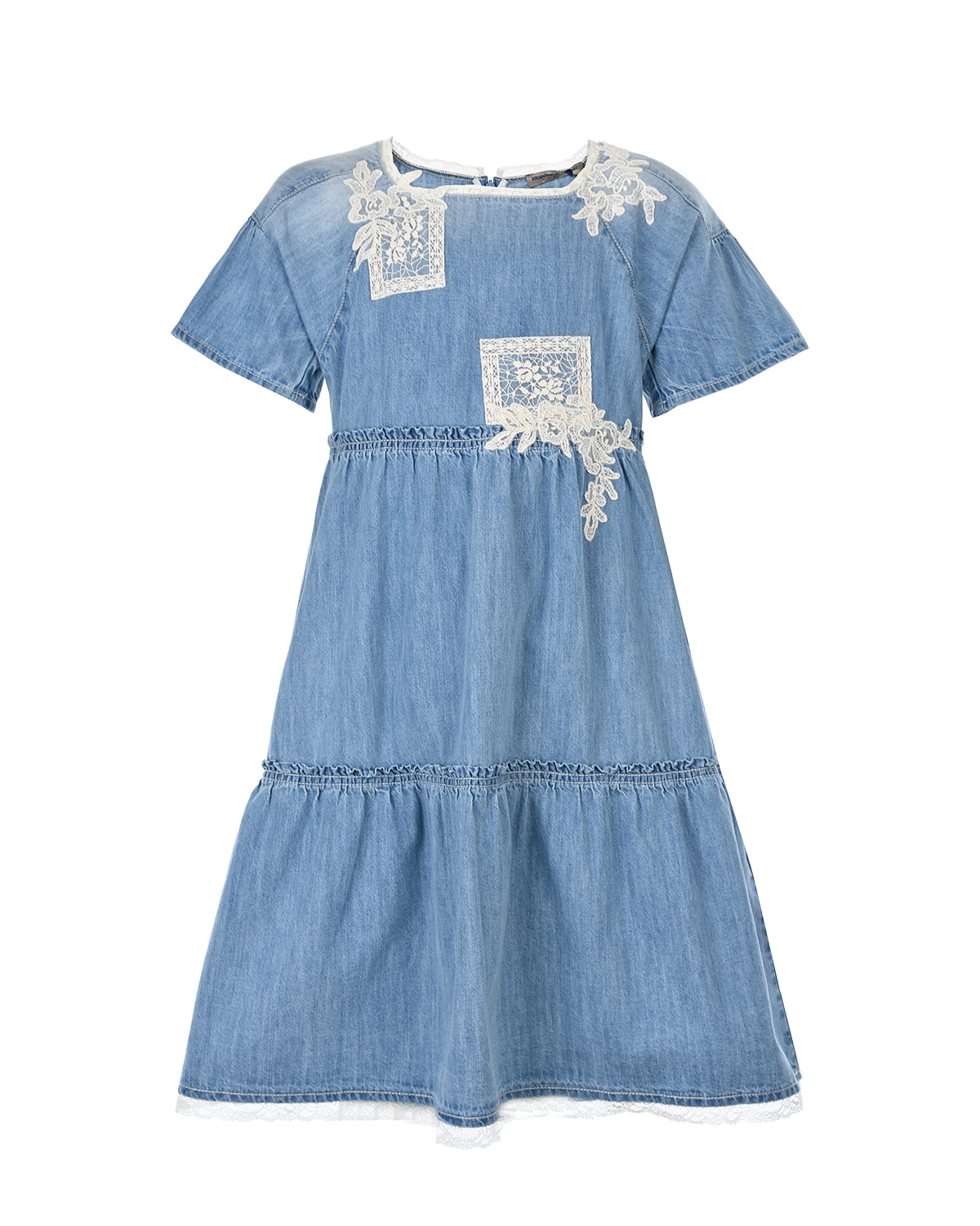 Джинсовое платье с кружевными аппликациями Ermanno Scervino детское - фото 1