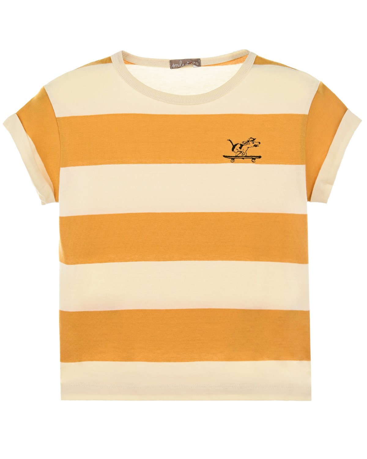 Хлопковая футболка в широкую полоску Emile et Ida детская, размер 92, цвет мультиколор - фото 1