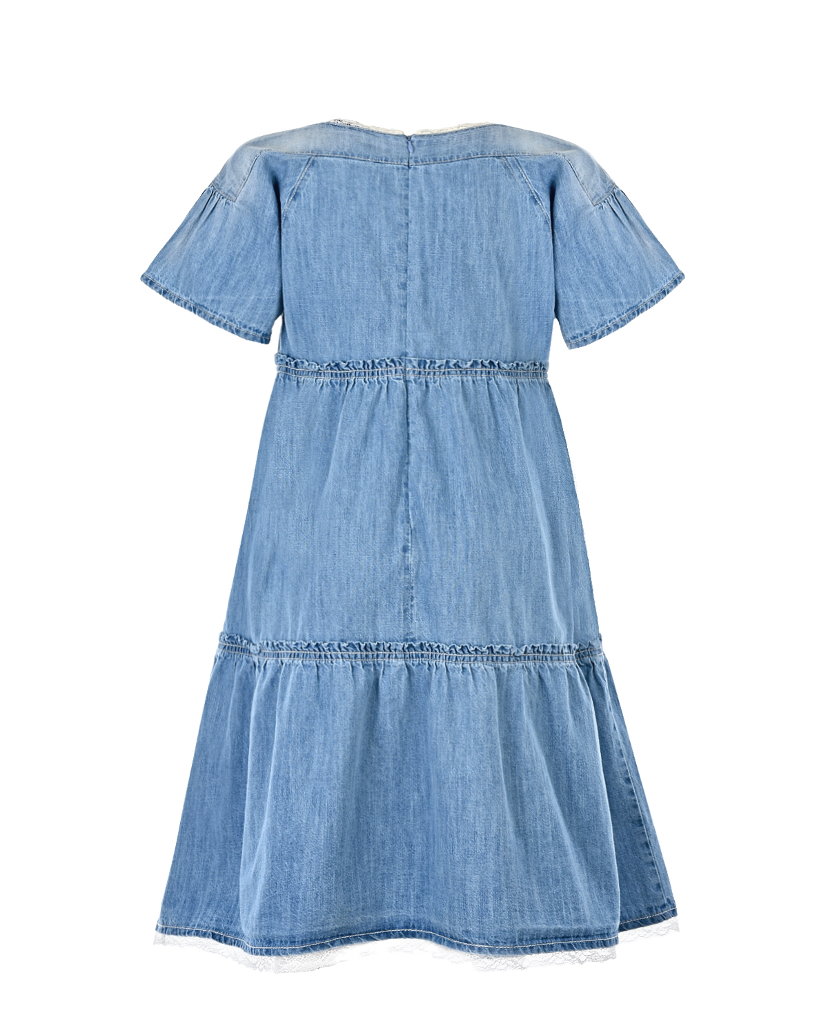 Джинсовое платье с кружевными аппликациями Ermanno Scervino детское - фото 2
