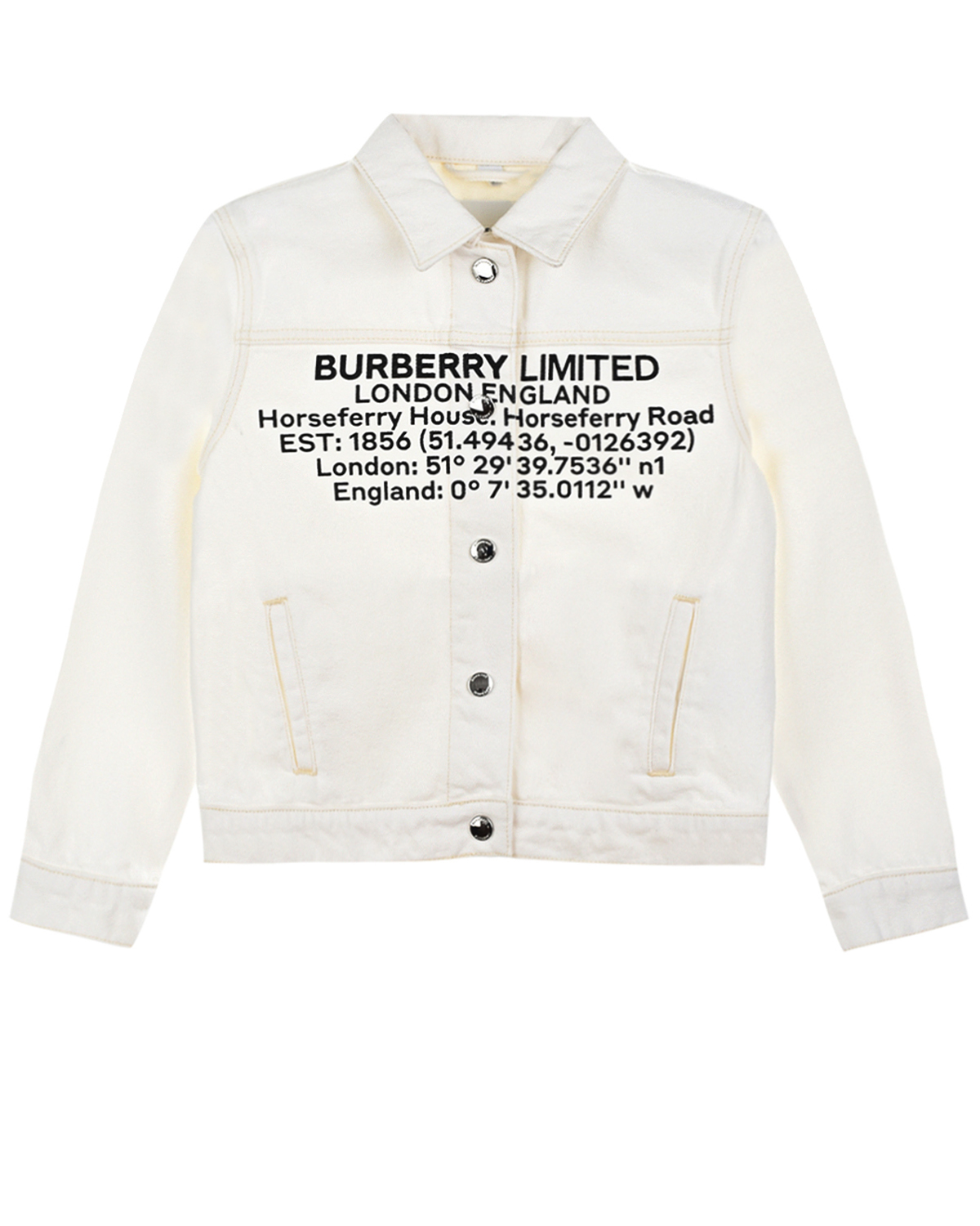 Белая джинсовая куртка Burberry детская, размер 104, цвет белый - фото 1
