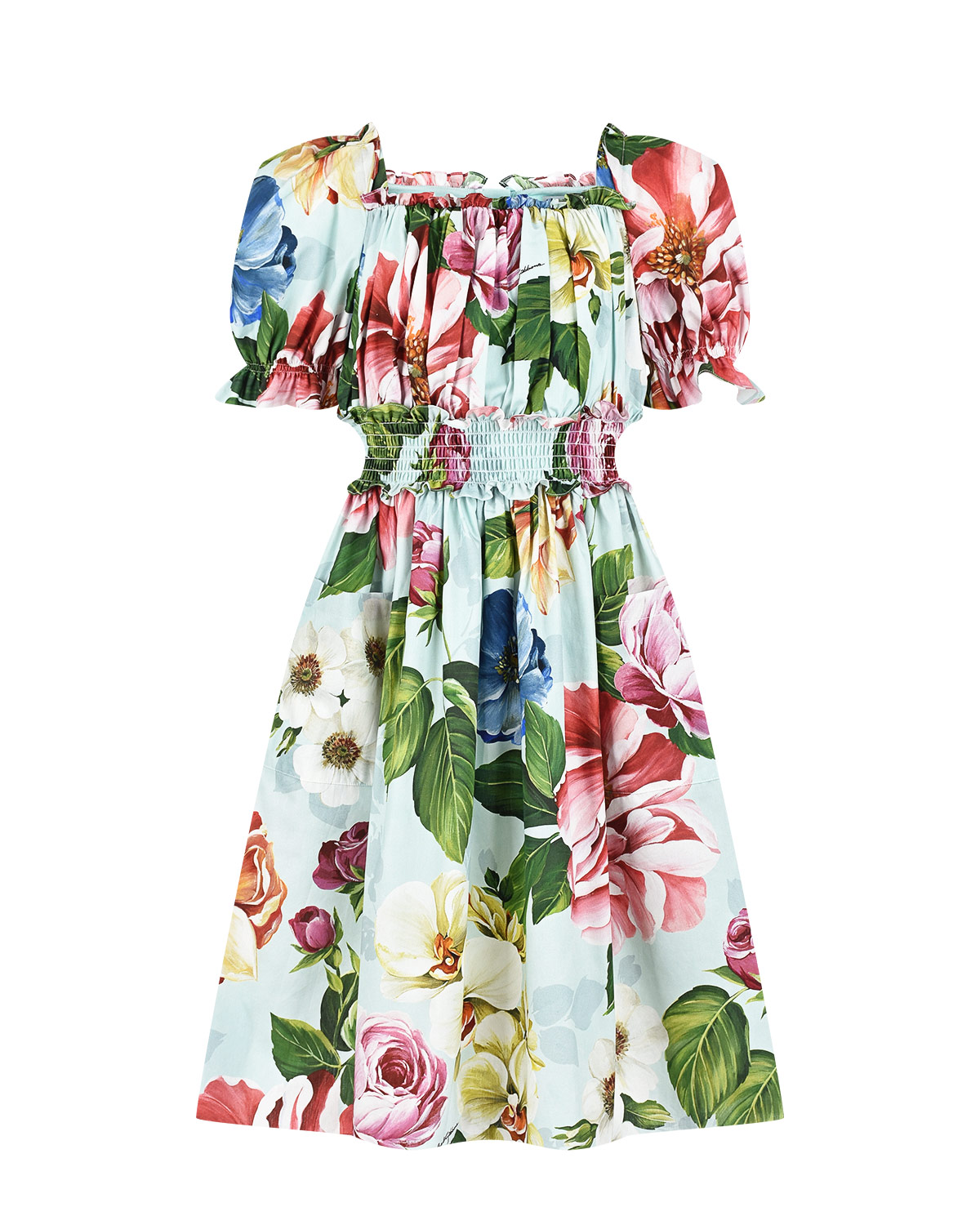 Поплиновое платье с цветочным принтом Dolce&Gabbana детское - фото 1