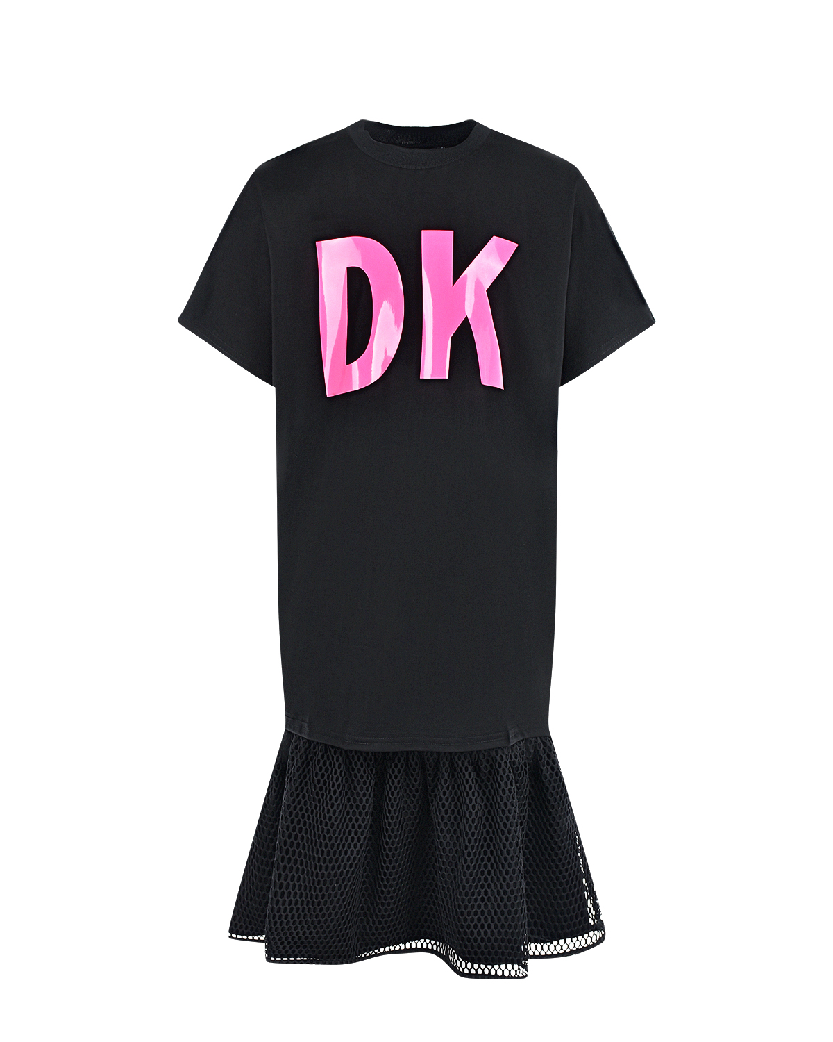 Черное платье с розовым логотипом DKNY детское