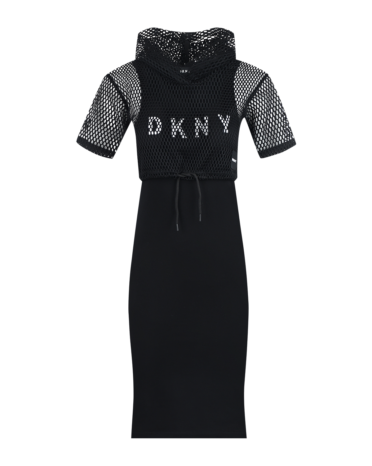 Черное платье с капюшоном DKNY детское, размер 176, цвет черный - фото 1