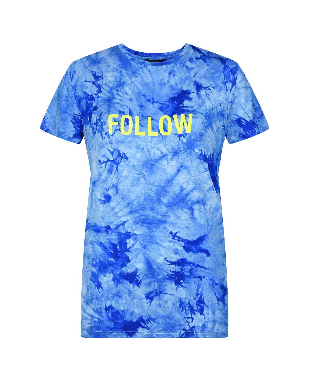 Синяя футболка с надписью "FOLLOW" Dan Maralex, размер 44, цвет нет цвета