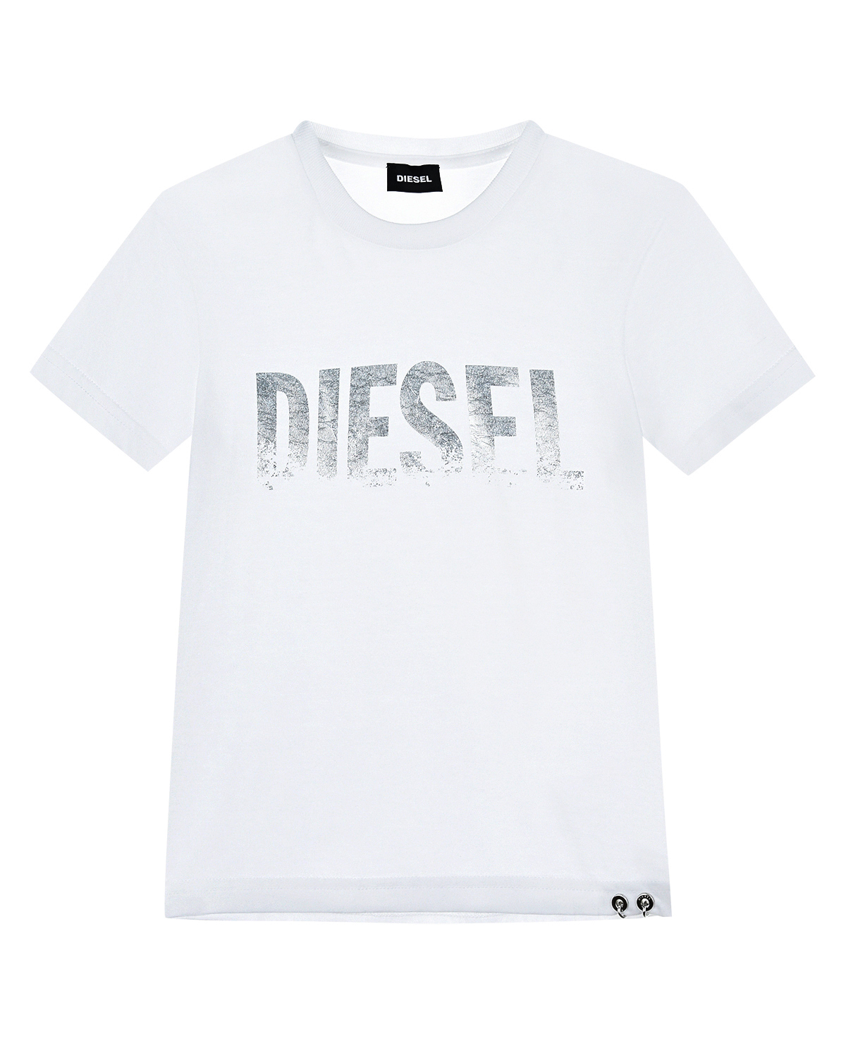 

Белая футболка с серебристым логотипом Diesel детская, Белый, Белая футболка с серебристым логотипом Diesel детская