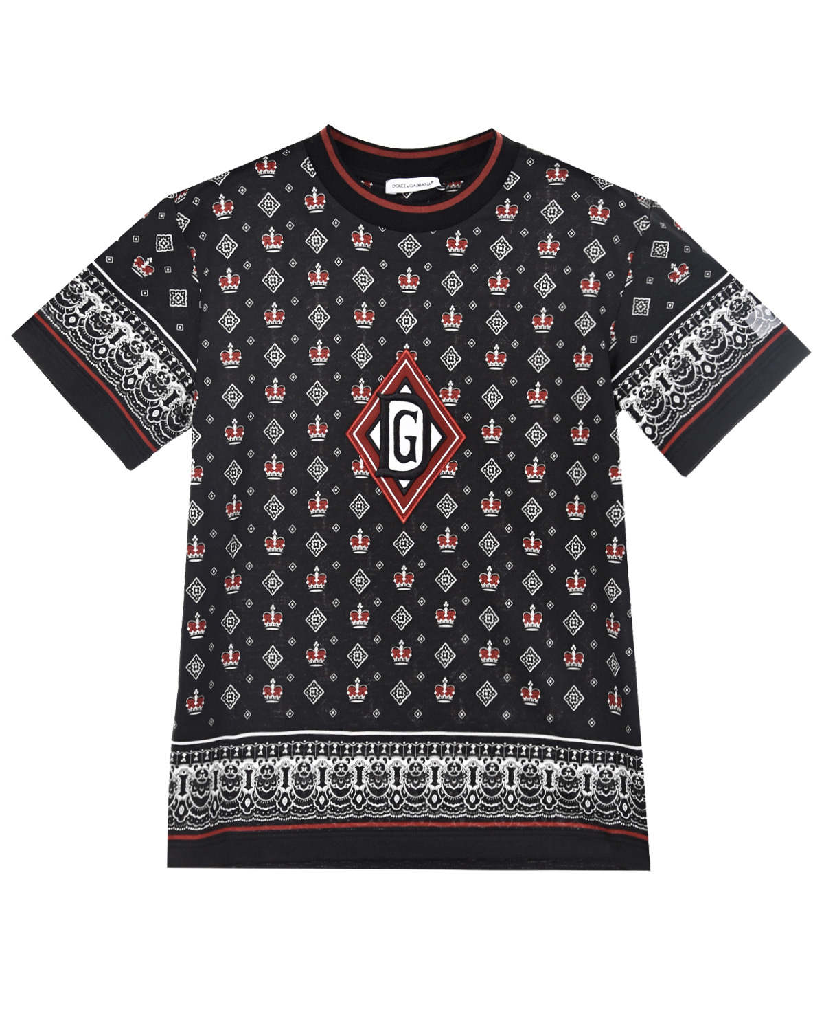 

Черная футболка с принтом "короны" Dolce&Gabbana, Черный, Черная футболка с принтом "короны" Dolce&Gabbana