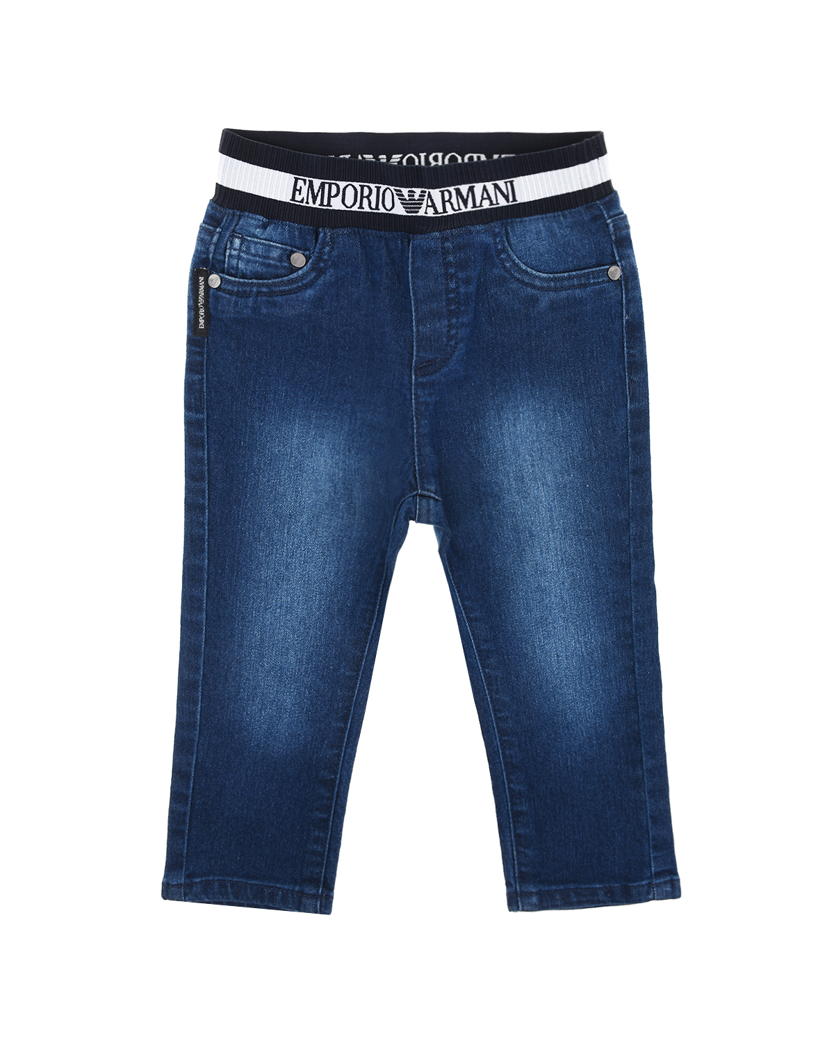 Синие джинсы с поясом-резинкой Emporio Armani детские - фото 1