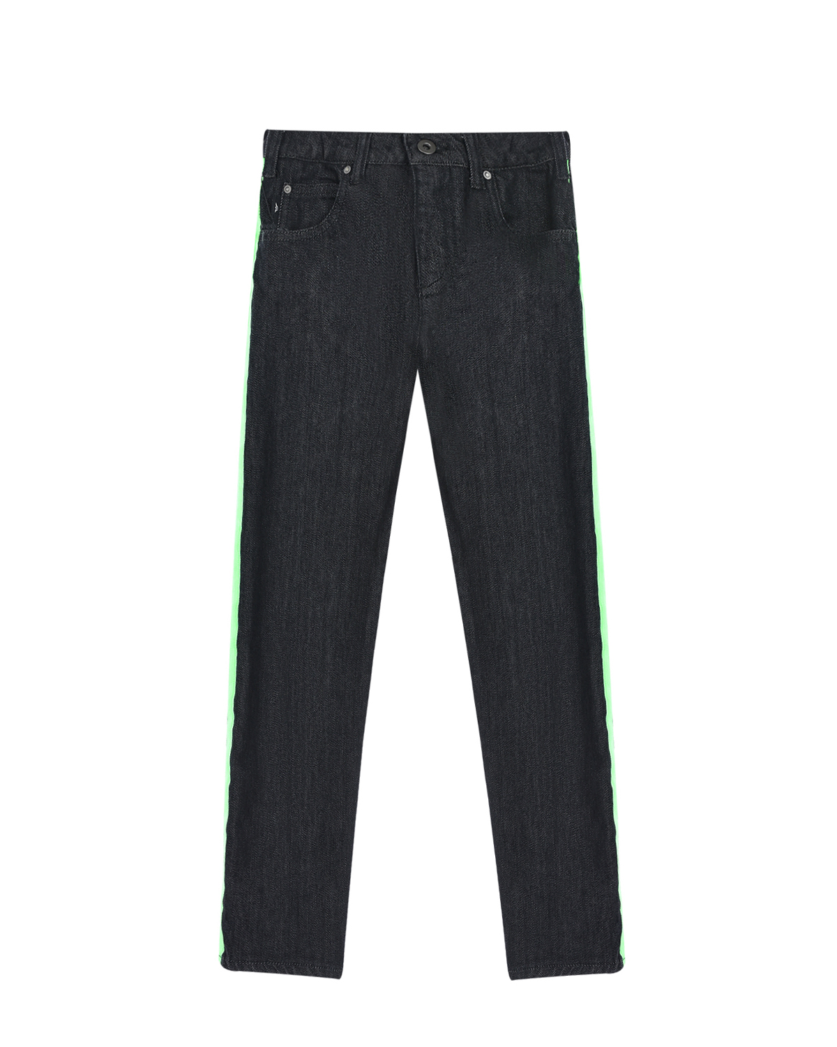 Черные джинсы с зелеными лампасами Emporio Armani детские - фото 1