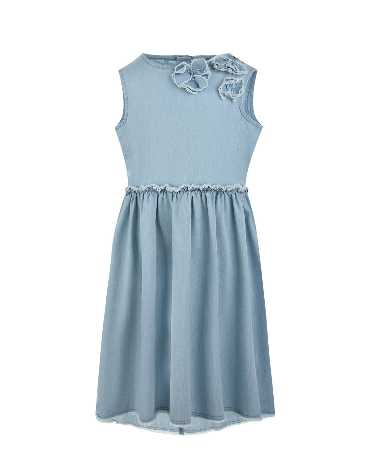 Голубое платье с цветочными аппликациями IL Gufo детское, размер 110 - фото 1