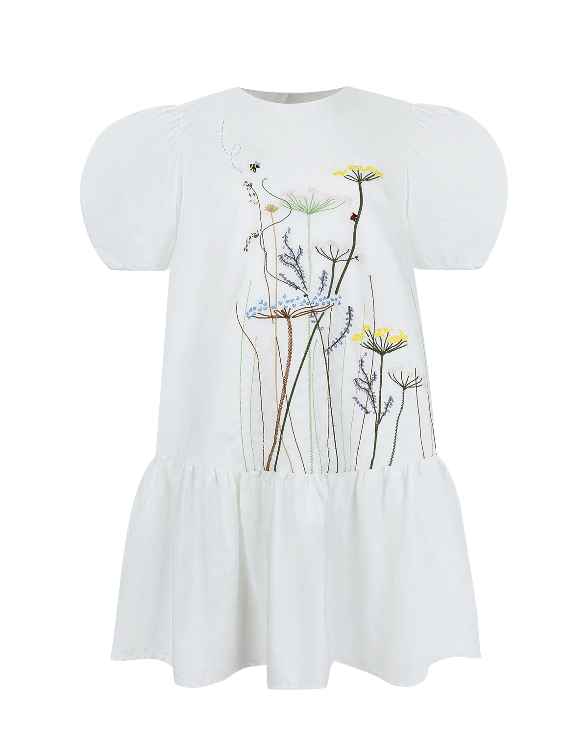 Платье с цеточным принтом и оборками IL Gufo детское, размер 92, цвет белый - фото 1