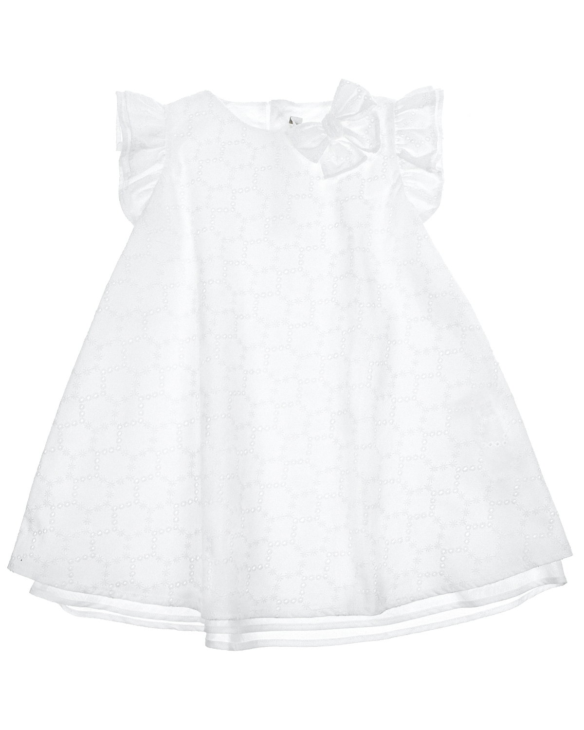 Белое платье с бантом и вышивкой IL Gufo детское, размер 80, цвет белый - фото 1