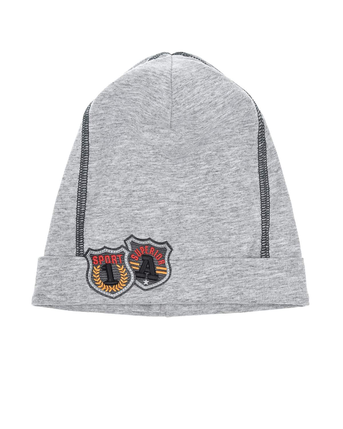 

Серая трикотажная шапка с нашивками Joli Bebe детская, Серый, Серая трикотажная шапка с нашивками Joli Bebe детская