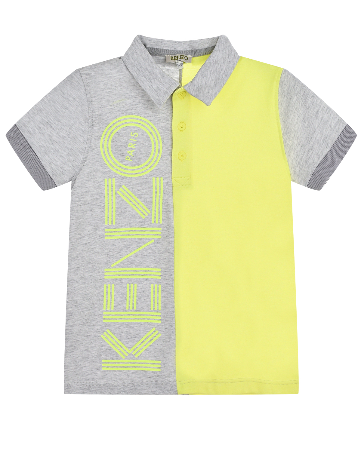 Серо-желтая футболка-поло KENZO детское, размер 104, цвет мультиколор - фото 1