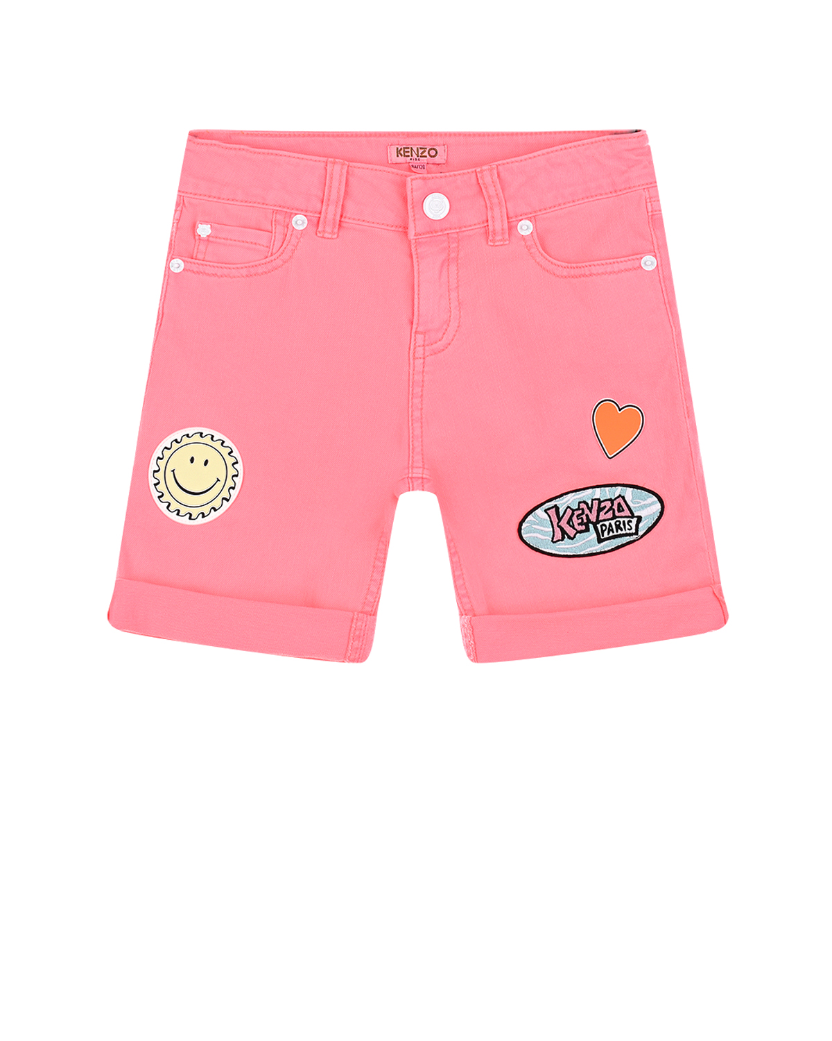 Розовые джинсовые шорты с патчами KENZO детские
