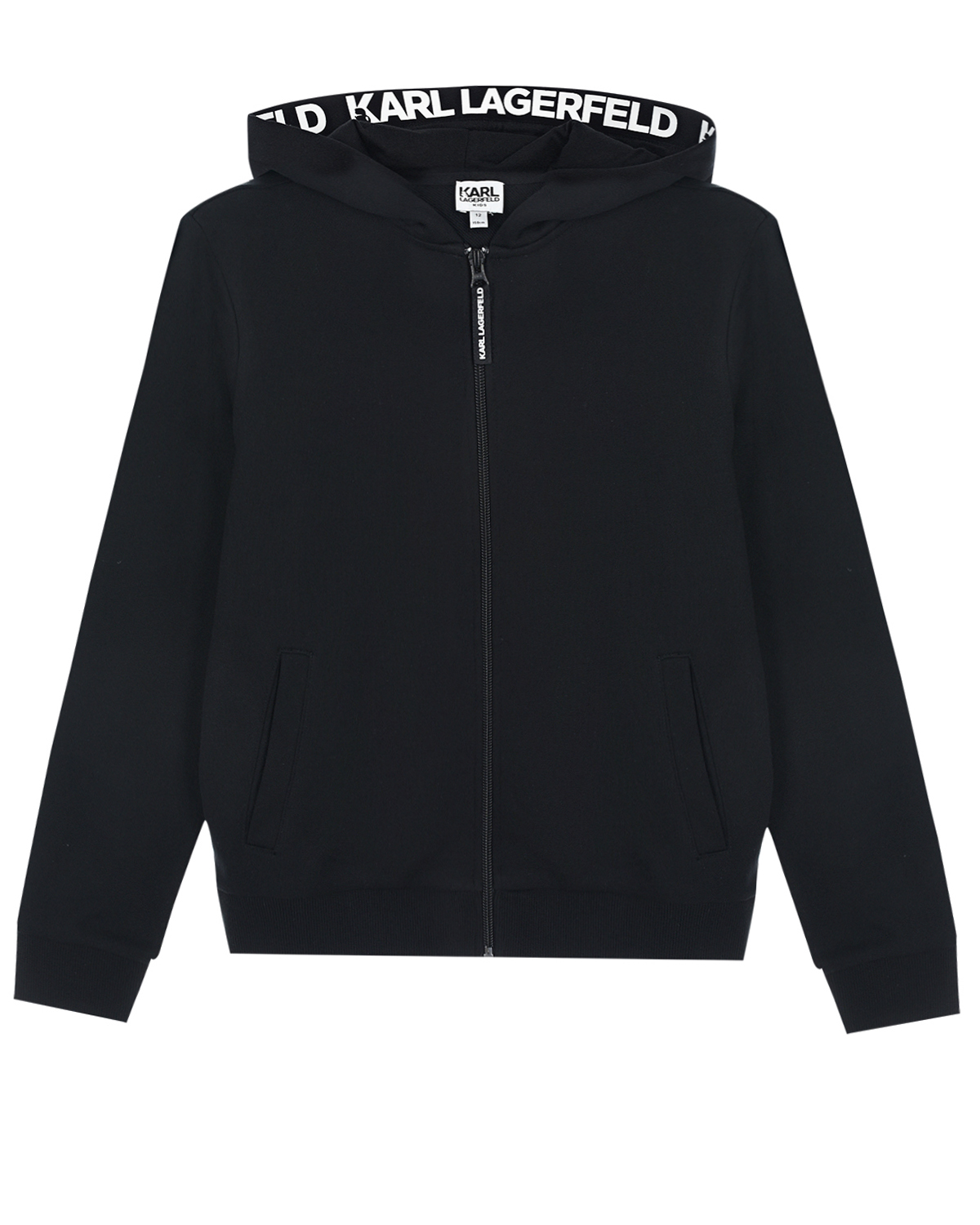 Черная спортивная куртка с логотипом на спинке Karl Lagerfeld kids детская - фото 1