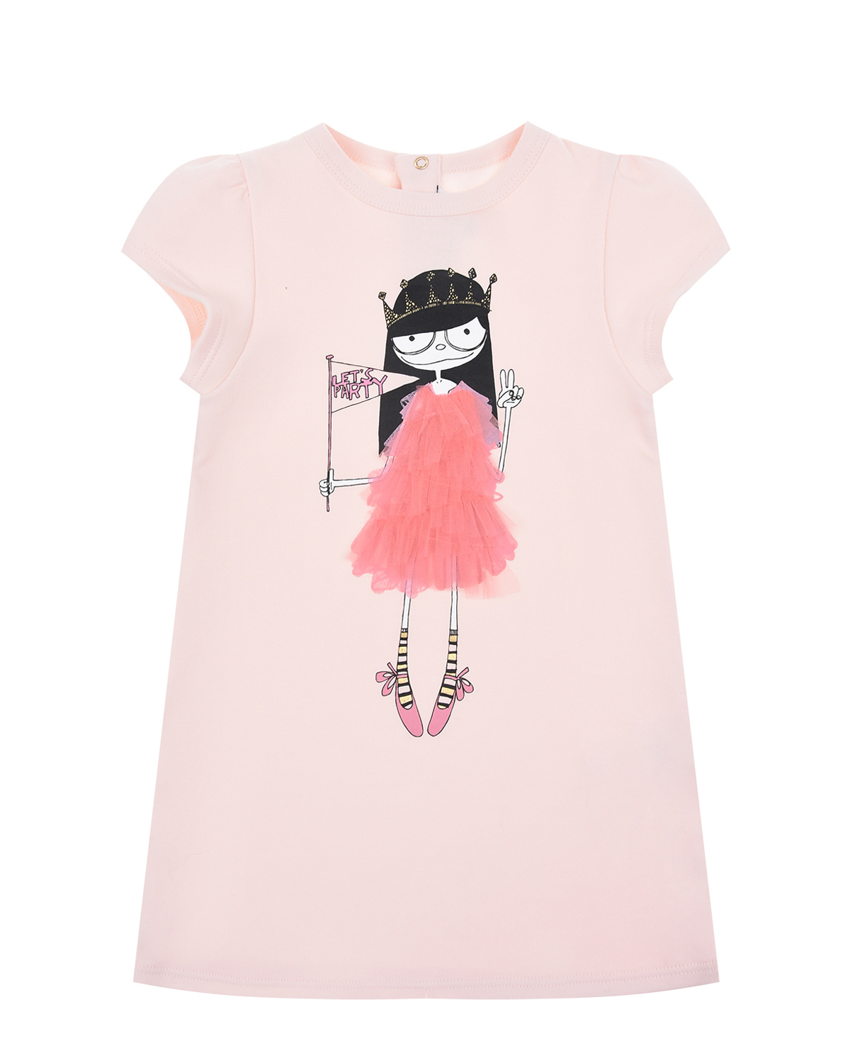 Розовое платье с принтом "девочка в короне" Little Marc Jacobs детское - фото 1
