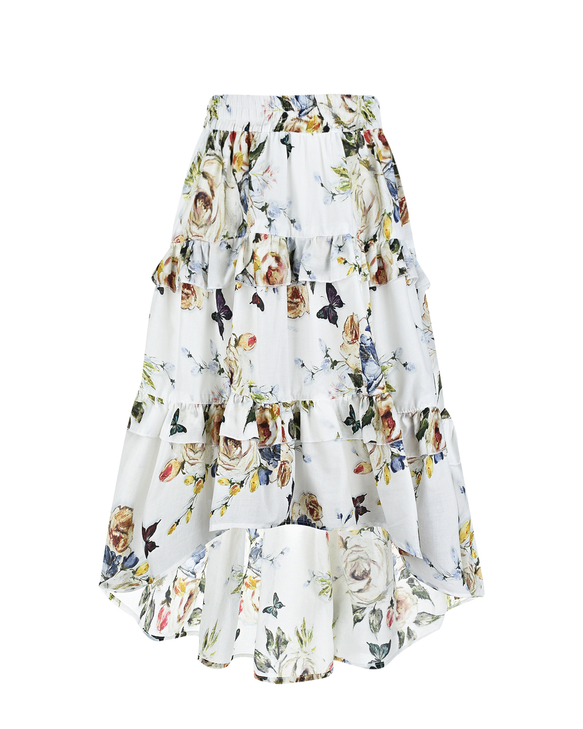 Асимметричная юбка с оборками Monnalisa детская, размер 152, цвет мультиколор - фото 1
