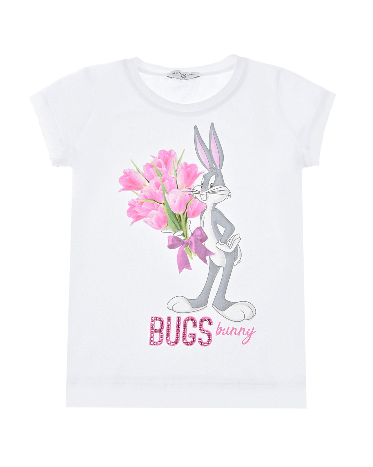 

Белая футболка с принтом "Bugs Bunny" Monnalisa, Белый, Белая футболка с принтом "Bugs Bunny" Monnalisa