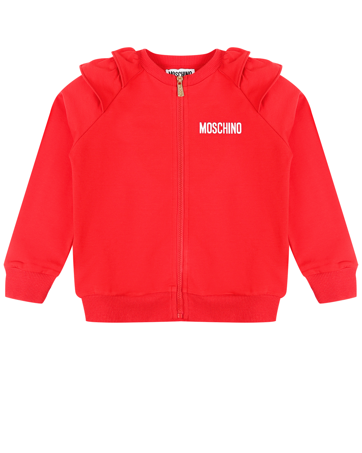 Красная спортивная куртка с рюшами на плечах Moschino детская