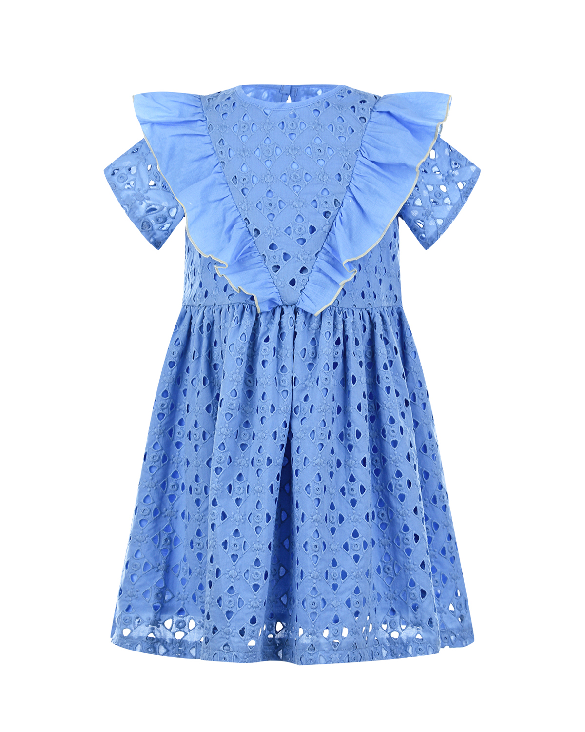 Голубое платье с перфорацией и рюшами Paade Mode детское - фото 1