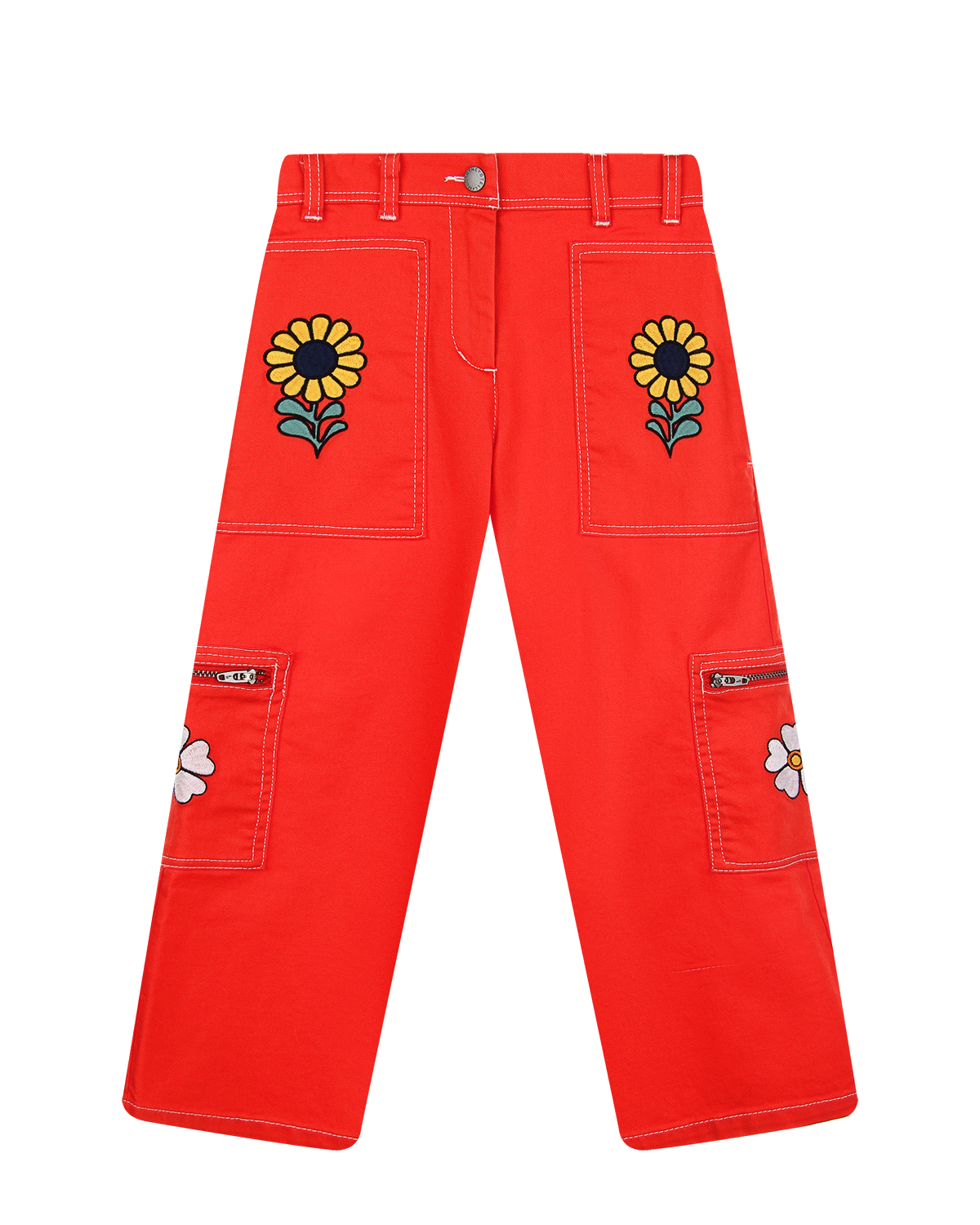 Красные джинсы с вышивкой Stella McCartney детские - фото 1