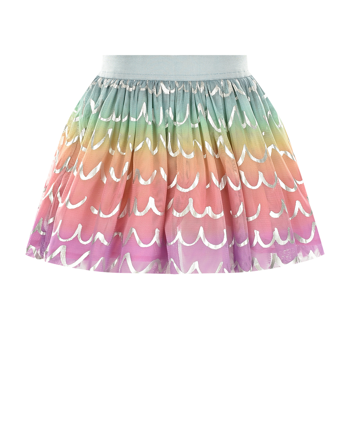 Разноцветная юбка с серебристыми волнами Stella McCartney детская, размер 104 - фото 1
