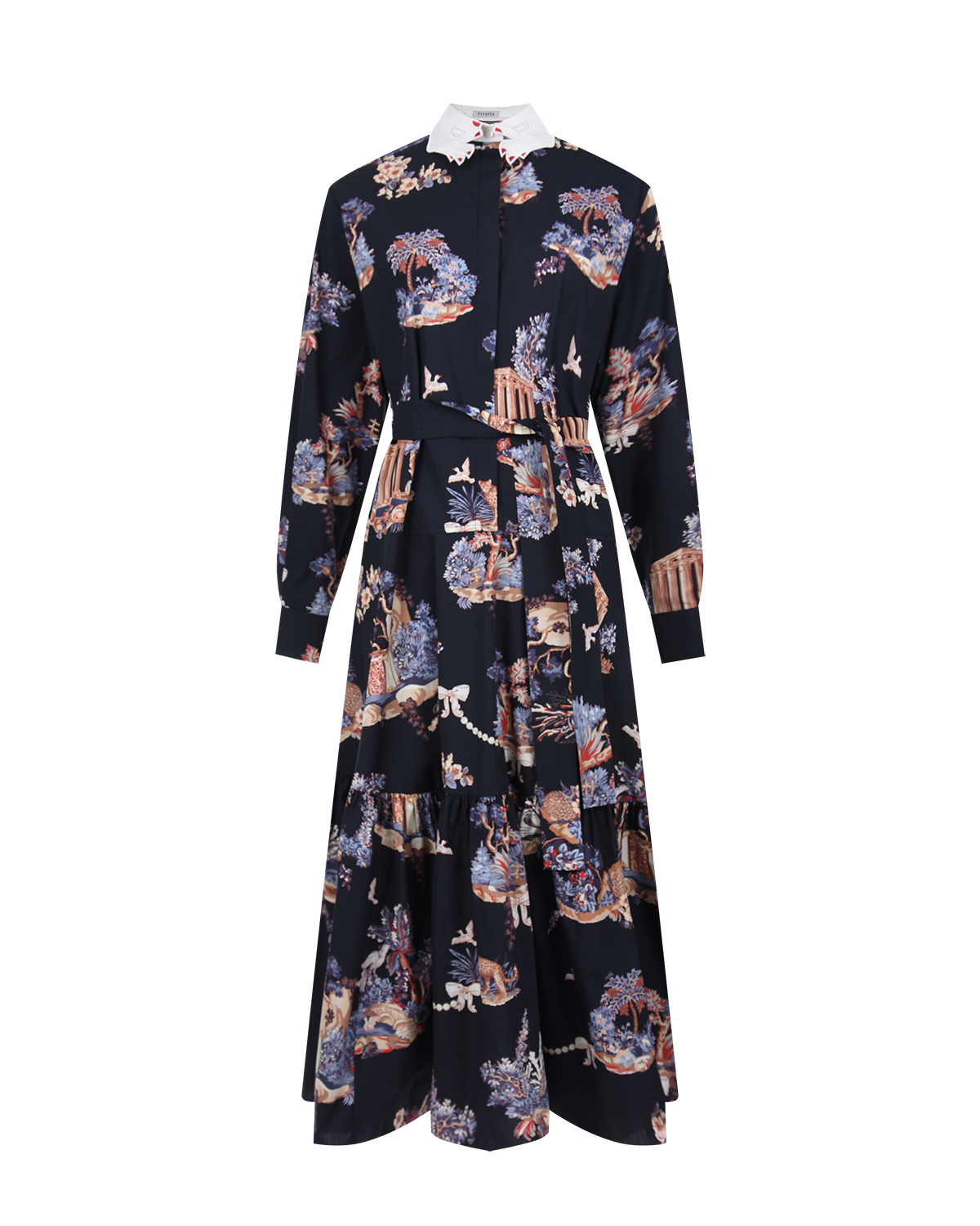 

Темно-синее платье с восточным принтом Vivetta, Нет цвета, Темно-синее платье с восточным принтом Vivetta