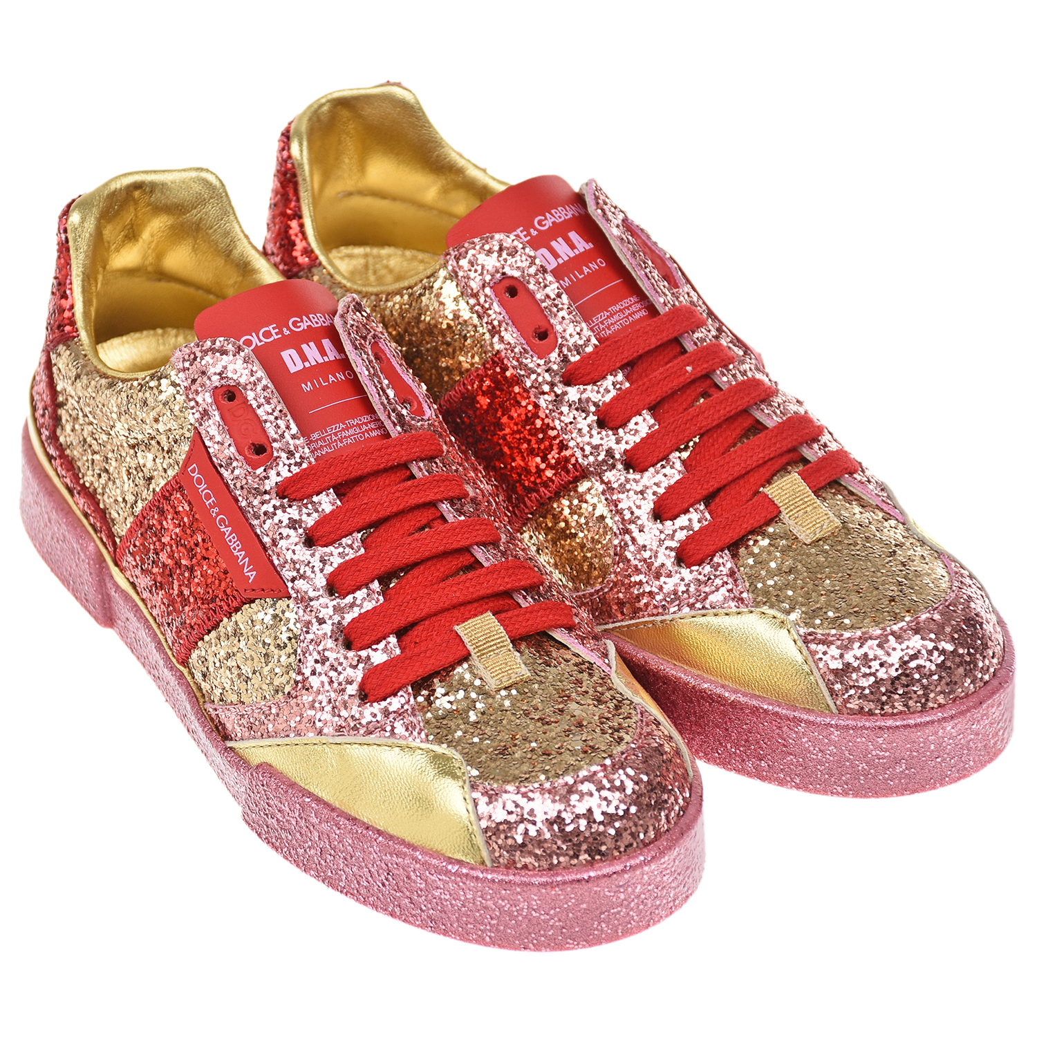 Кеды Portofino Light с глиттером Dolce&Gabbana детские