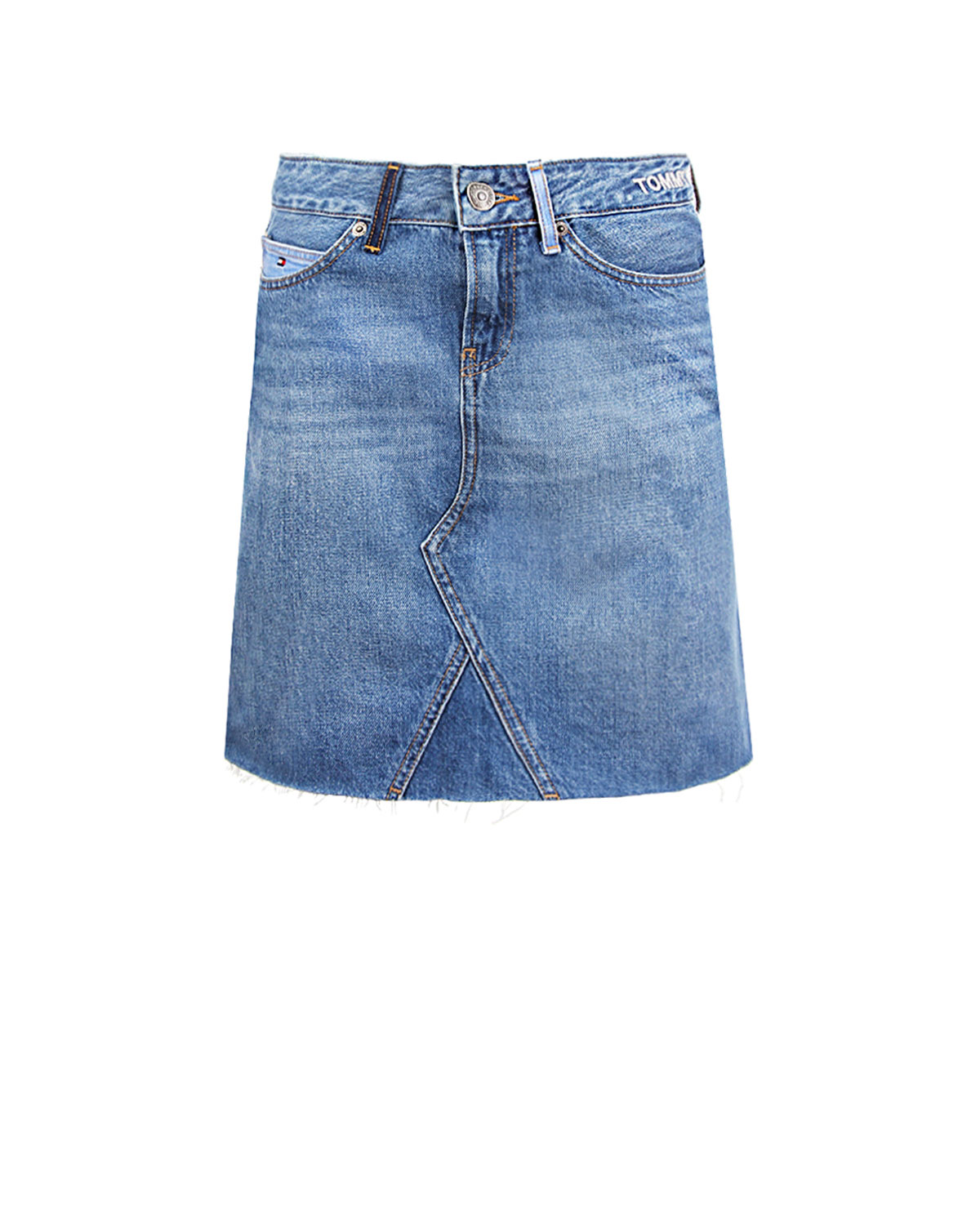 Джинсовая юбка с эффектом потертости Tommy Hilfiger детская, размер 176, цвет голубой - фото 1