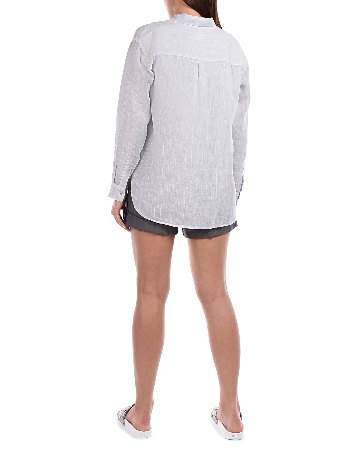 Рубашка свободного кроя с карманом 120% Lino, размер 42, цвет серый - фото 3