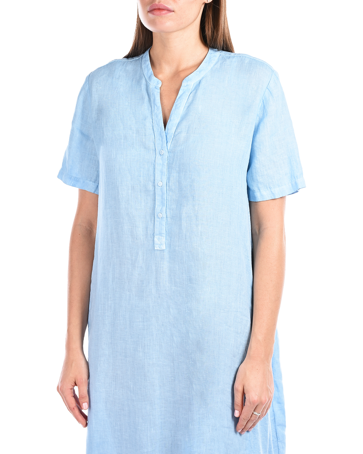 Льняное платье свободного кроя 120% Lino, размер 42, цвет голубой - фото 7